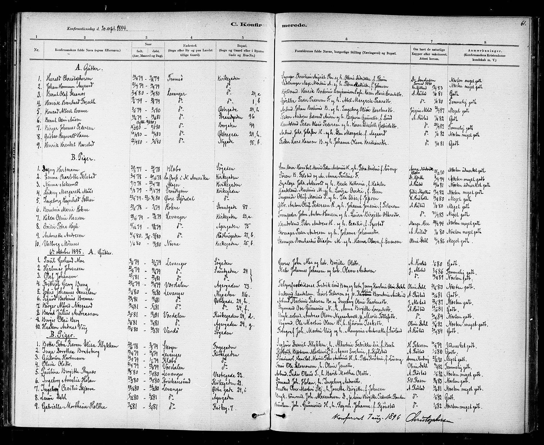 Ministerialprotokoller, klokkerbøker og fødselsregistre - Nord-Trøndelag, SAT/A-1458/720/L0192: Parish register (copy) no. 720C01, 1880-1917, p. 61
