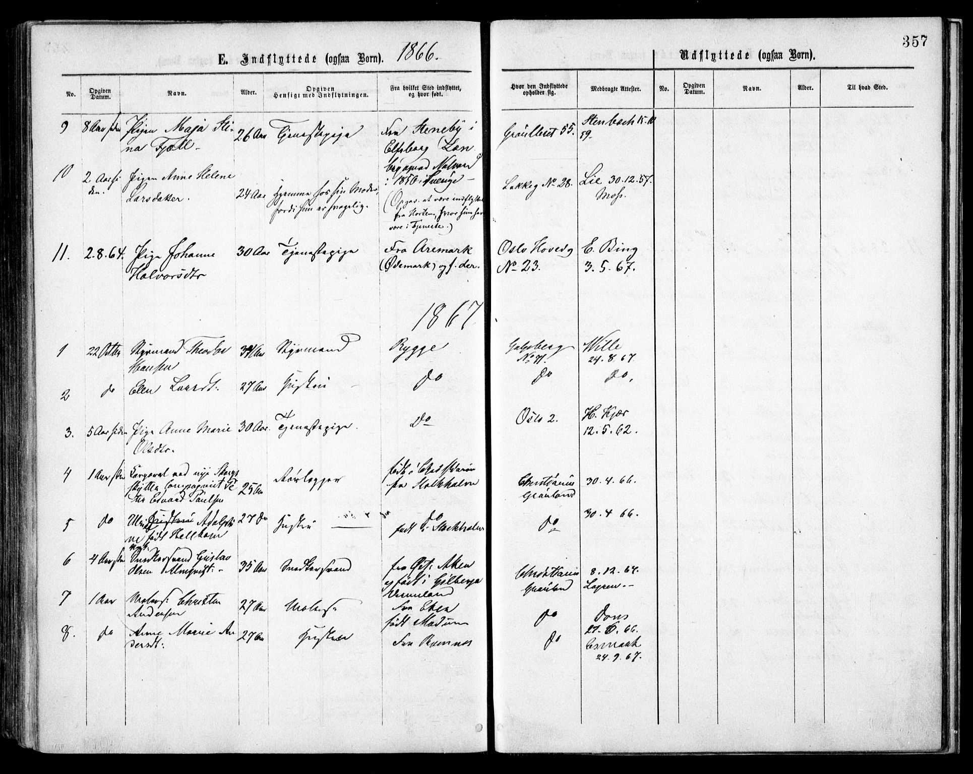 Grønland prestekontor Kirkebøker, AV/SAO-A-10848/F/Fa/L0003: Parish register (official) no. 3, 1862-1868, p. 357