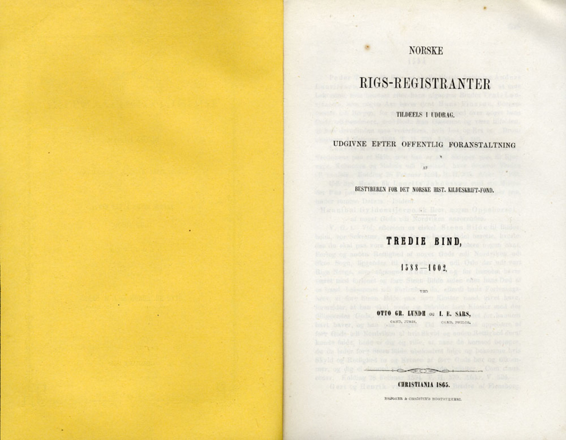 Publikasjoner utgitt av Det Norske Historiske Kildeskriftfond, PUBL/-/-/-: Norske Rigs-Registranter, bind 3, 1588-1602