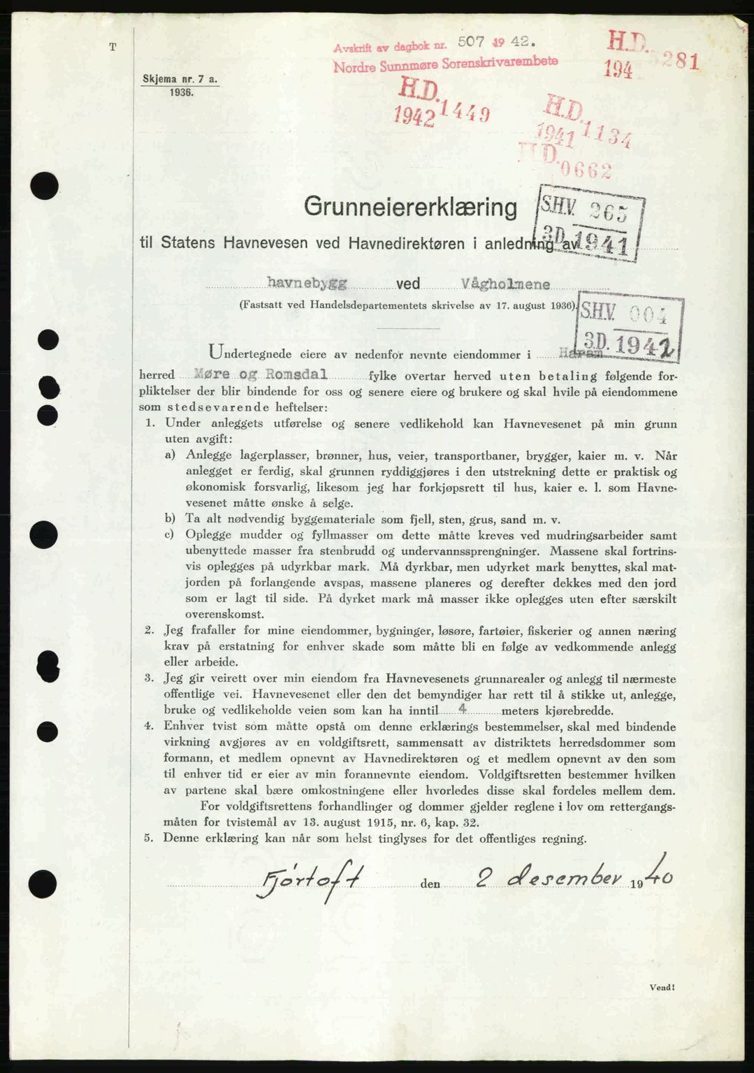 Nordre Sunnmøre sorenskriveri, AV/SAT-A-0006/1/2/2C/2Ca: Mortgage book no. A13, 1942-1942, Diary no: : 507/1942