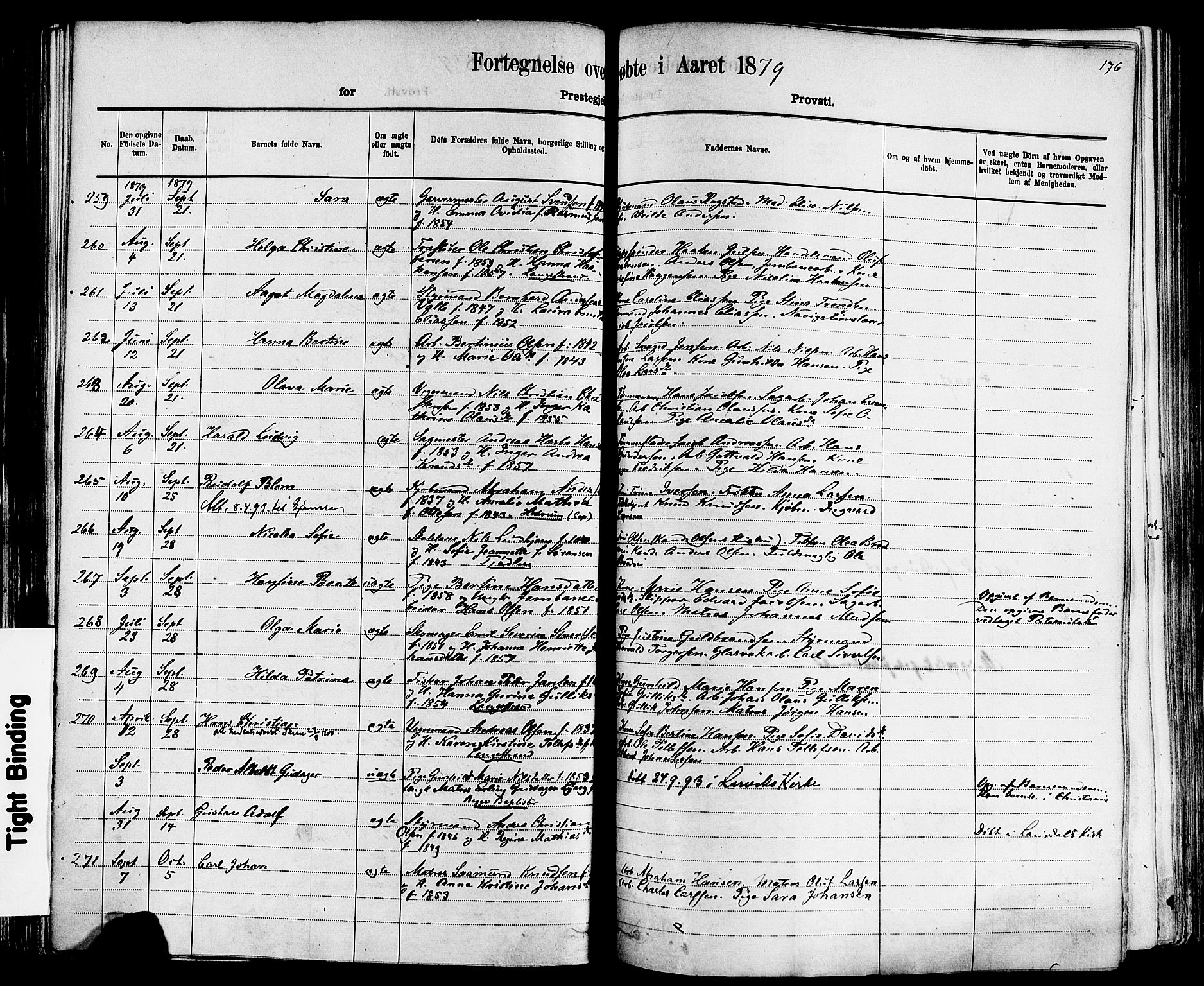 Larvik kirkebøker, AV/SAKO-A-352/F/Fa/L0006: Parish register (official) no. I 6, 1871-1883, p. 176