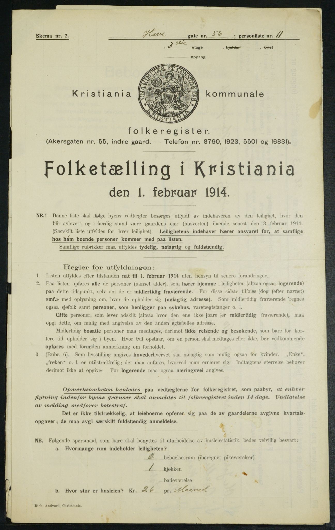 OBA, Municipal Census 1914 for Kristiania, 1914, p. 34063