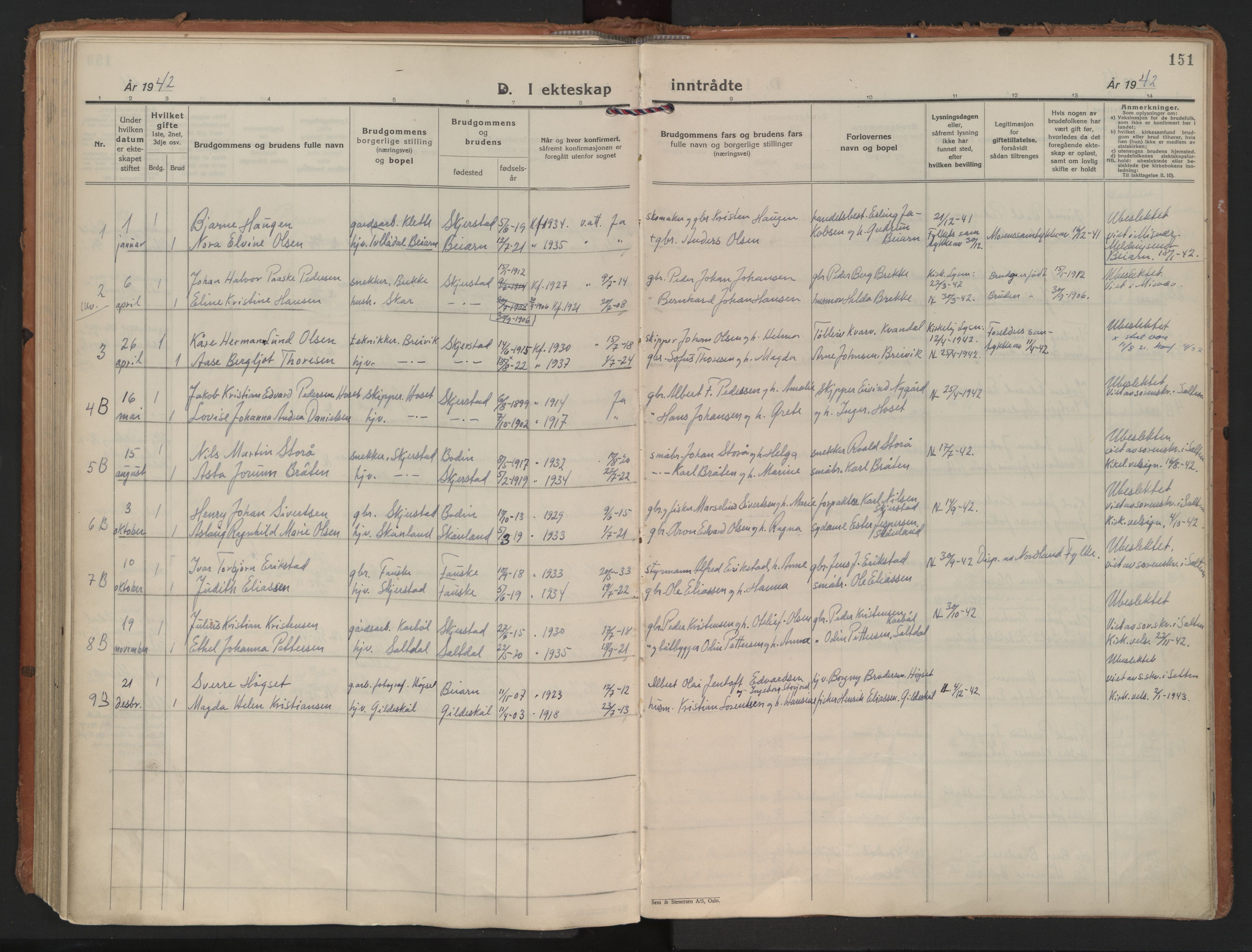 Ministerialprotokoller, klokkerbøker og fødselsregistre - Nordland, SAT/A-1459/852/L0749: Parish register (official) no. 852A19, 1933-1951, p. 151