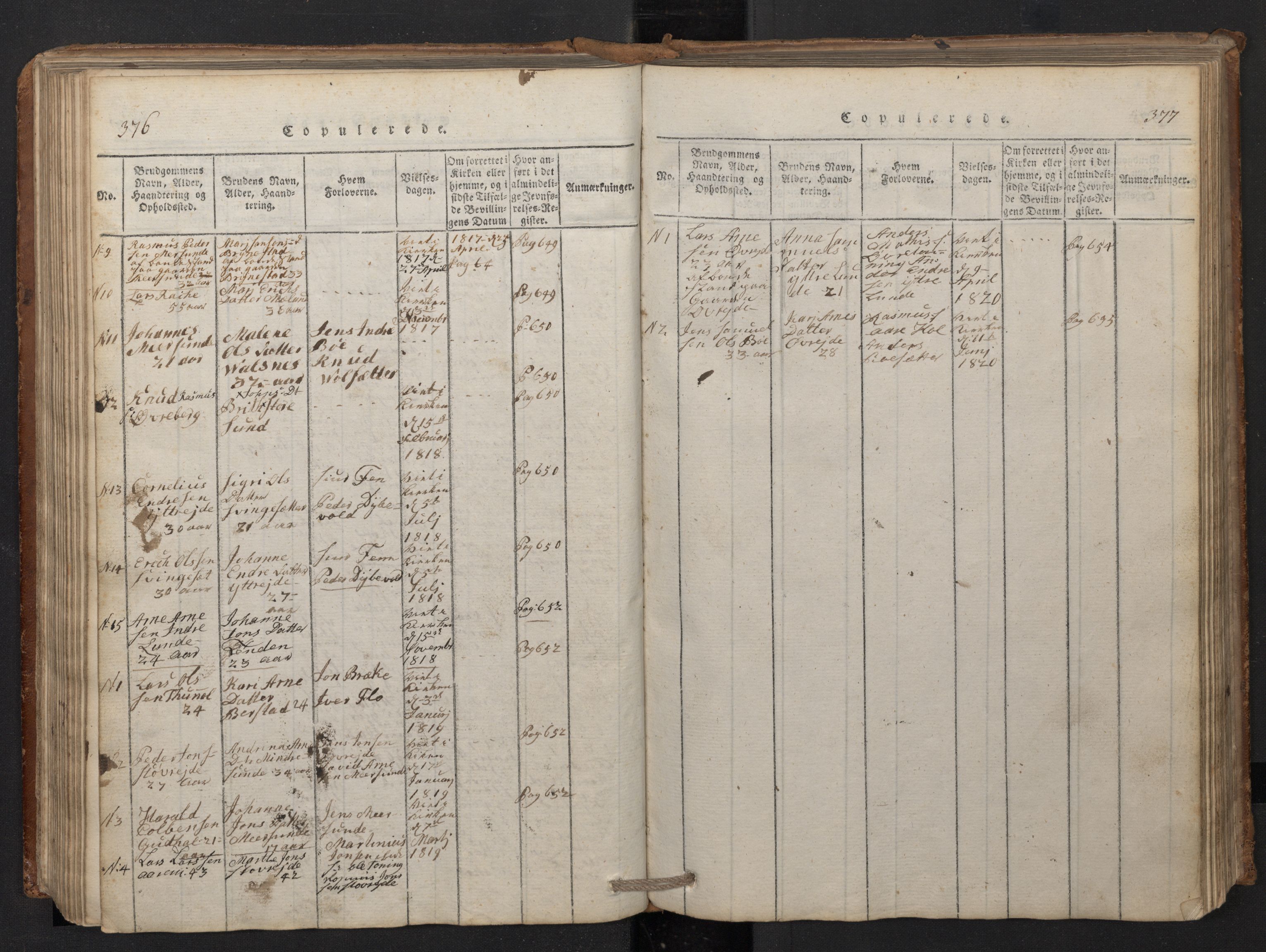 Stryn Sokneprestembete, AV/SAB-A-82501: Parish register (copy) no. A 1, 1816-1844, p. 376-377