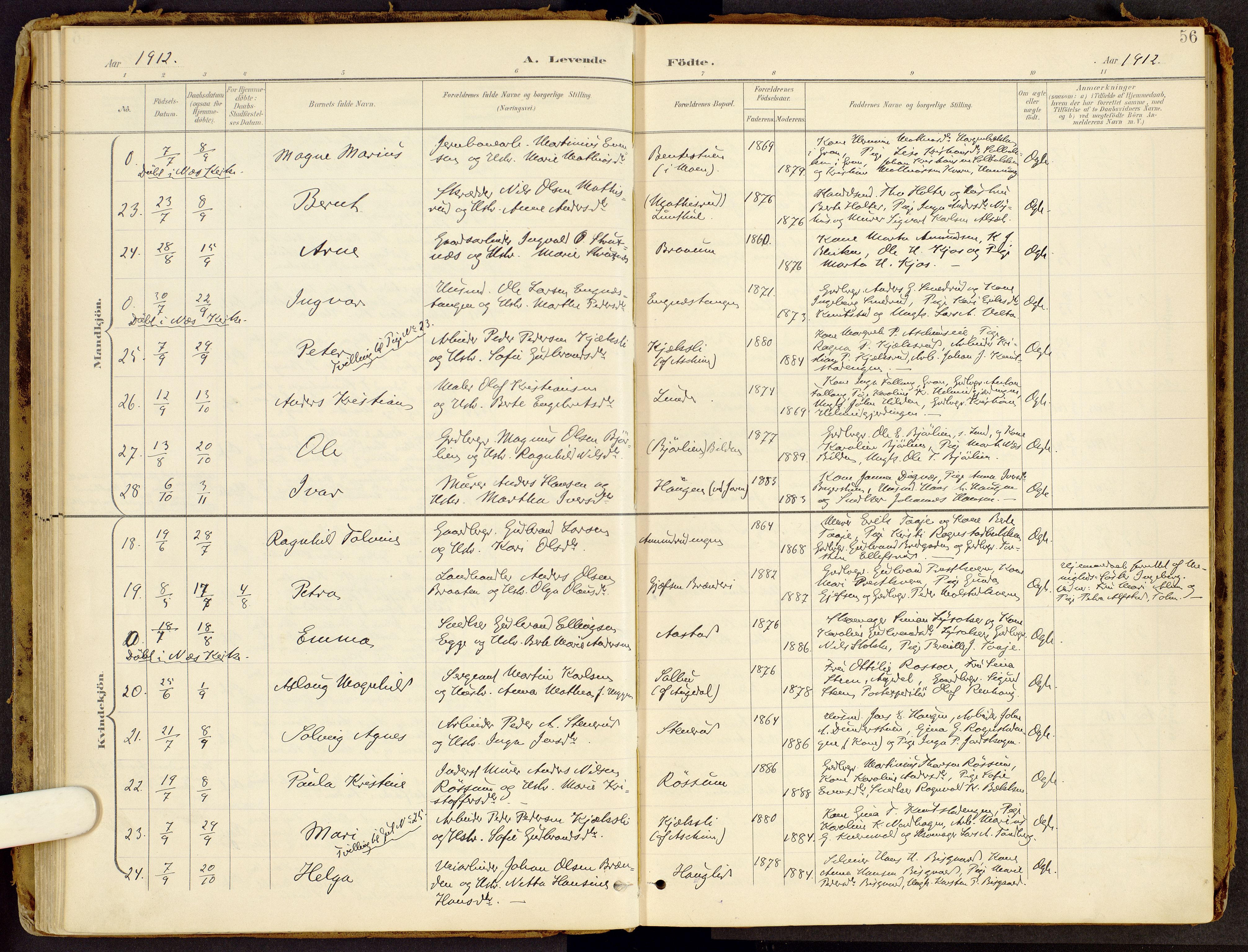 Brandbu prestekontor, SAH/PREST-114/H/Ha/Haa/L0002: Parish register (official) no. 2, 1899-1914, p. 56