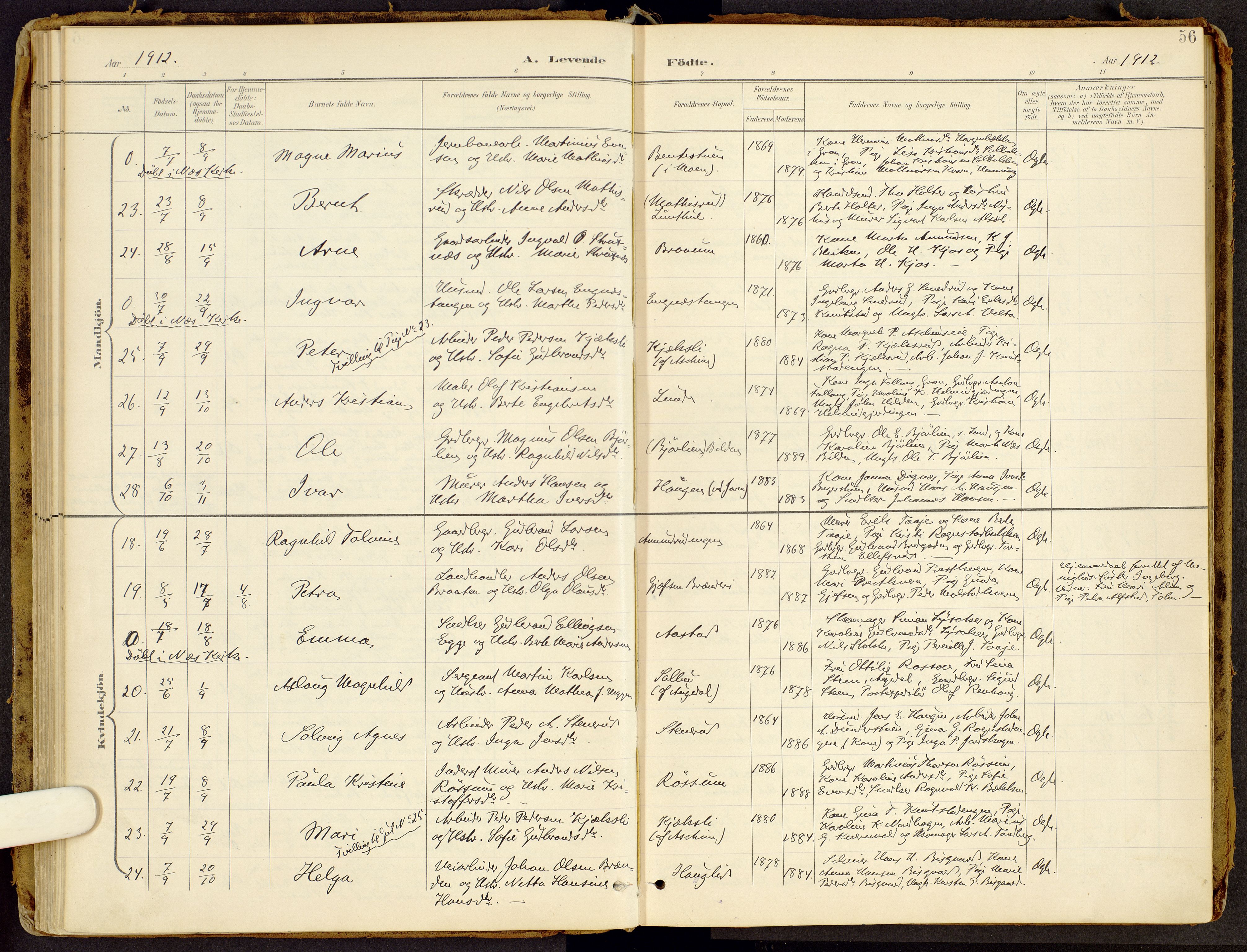 Brandbu prestekontor, AV/SAH-PREST-114/H/Ha/Haa/L0002: Parish register (official) no. 2, 1899-1914, p. 56