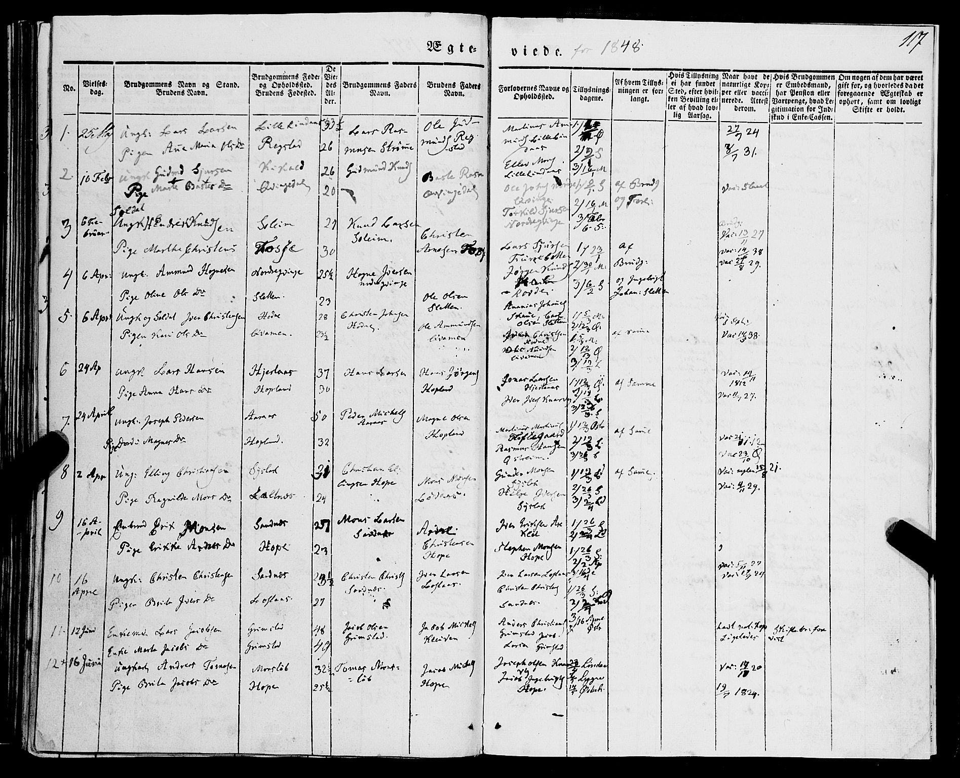 Lindås Sokneprestembete, AV/SAB-A-76701/H/Haa/Haaa/L0012: Parish register (official) no. A 12, 1836-1848, p. 117