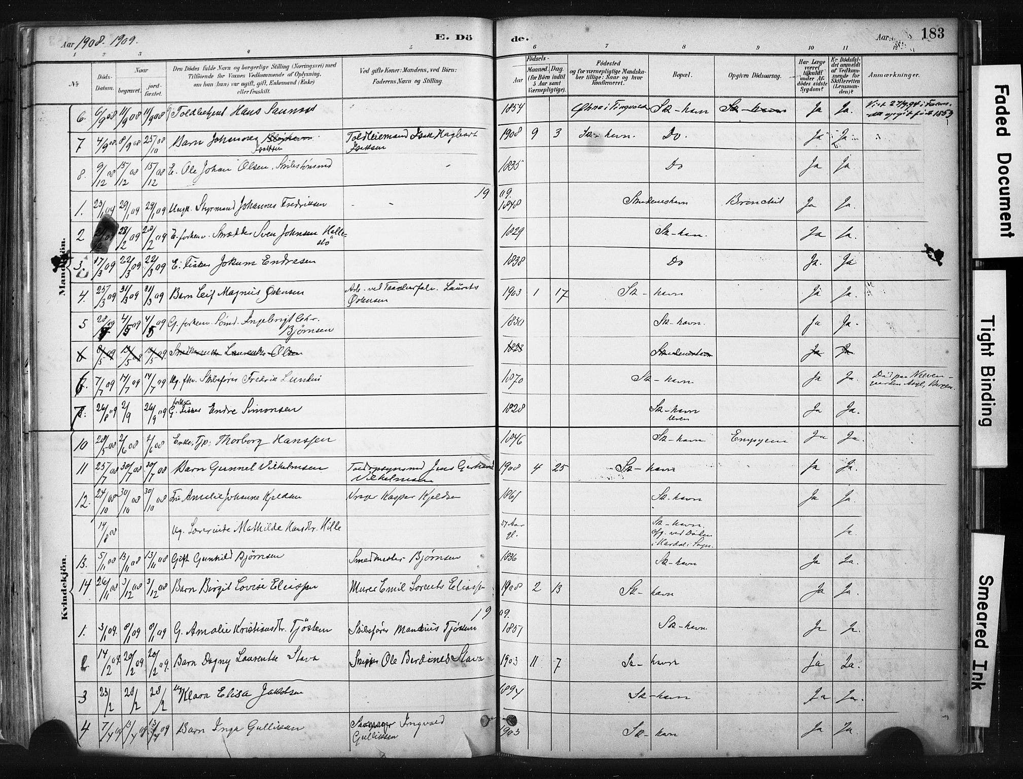 Skudenes sokneprestkontor, AV/SAST-A -101849/H/Ha/Haa/L0008: Parish register (official) no. A 5, 1882-1912, p. 183