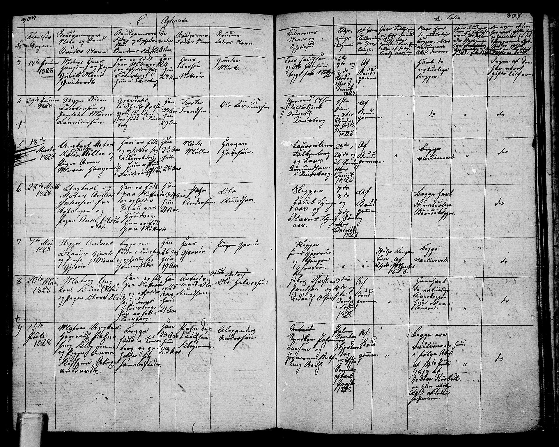 Tønsberg kirkebøker, AV/SAKO-A-330/G/Ga/L0002: Parish register (copy) no. 2, 1827-1854, p. 307-308