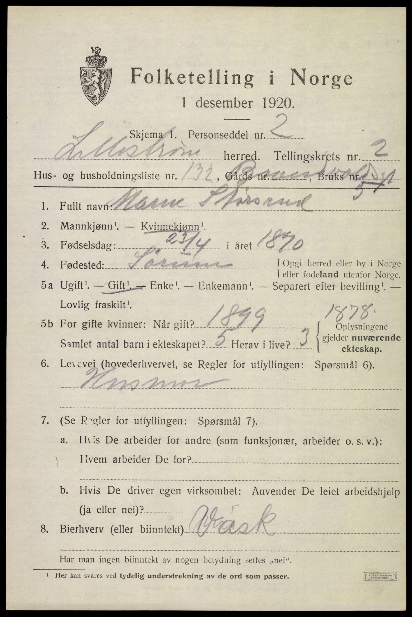 SAO, 1920 census for Lillestrøm, 1920, p. 7090