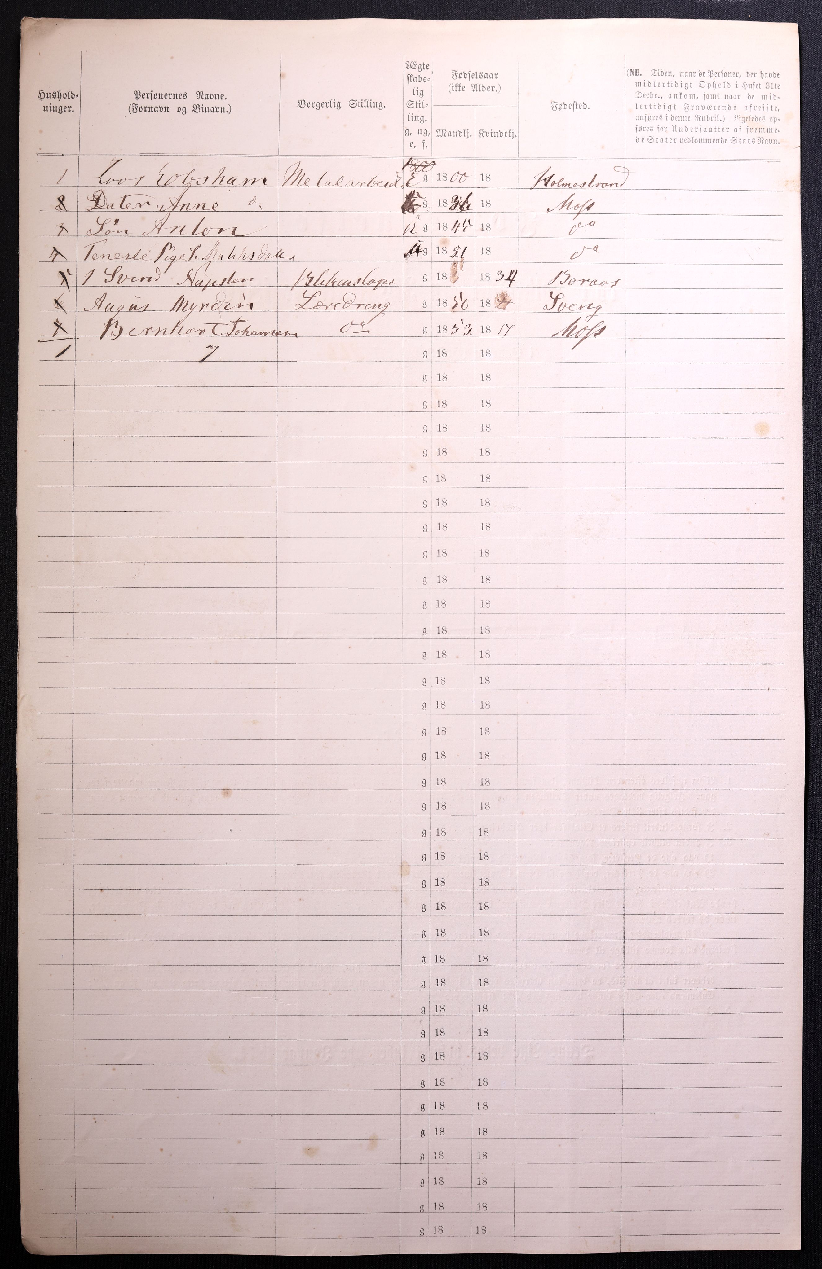 RA, 1870 census for 0104 Moss, 1870, p. 424