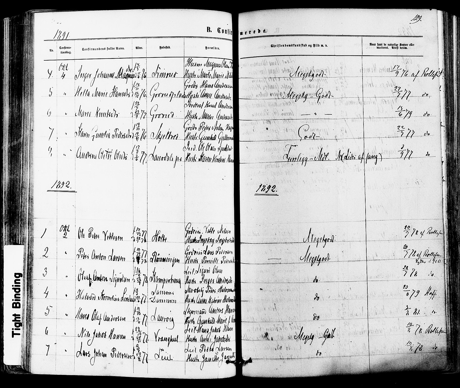Siljan kirkebøker, SAKO/A-300/F/Fa/L0002: Parish register (official) no. 2, 1870-1895, p. 129