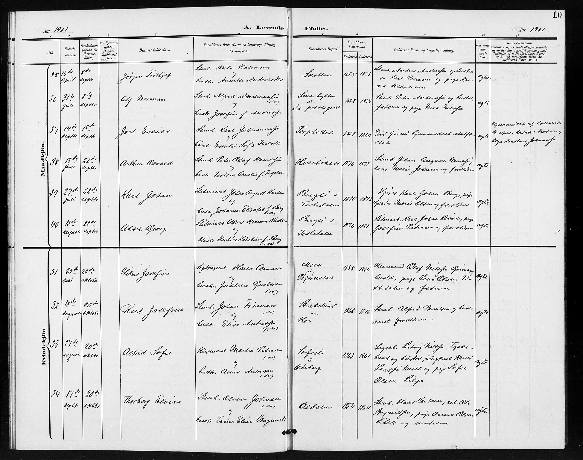 Idd prestekontor Kirkebøker, SAO/A-10911/G/Gb/L0001: Parish register (copy) no. II 1, 1901-1907, p. 10