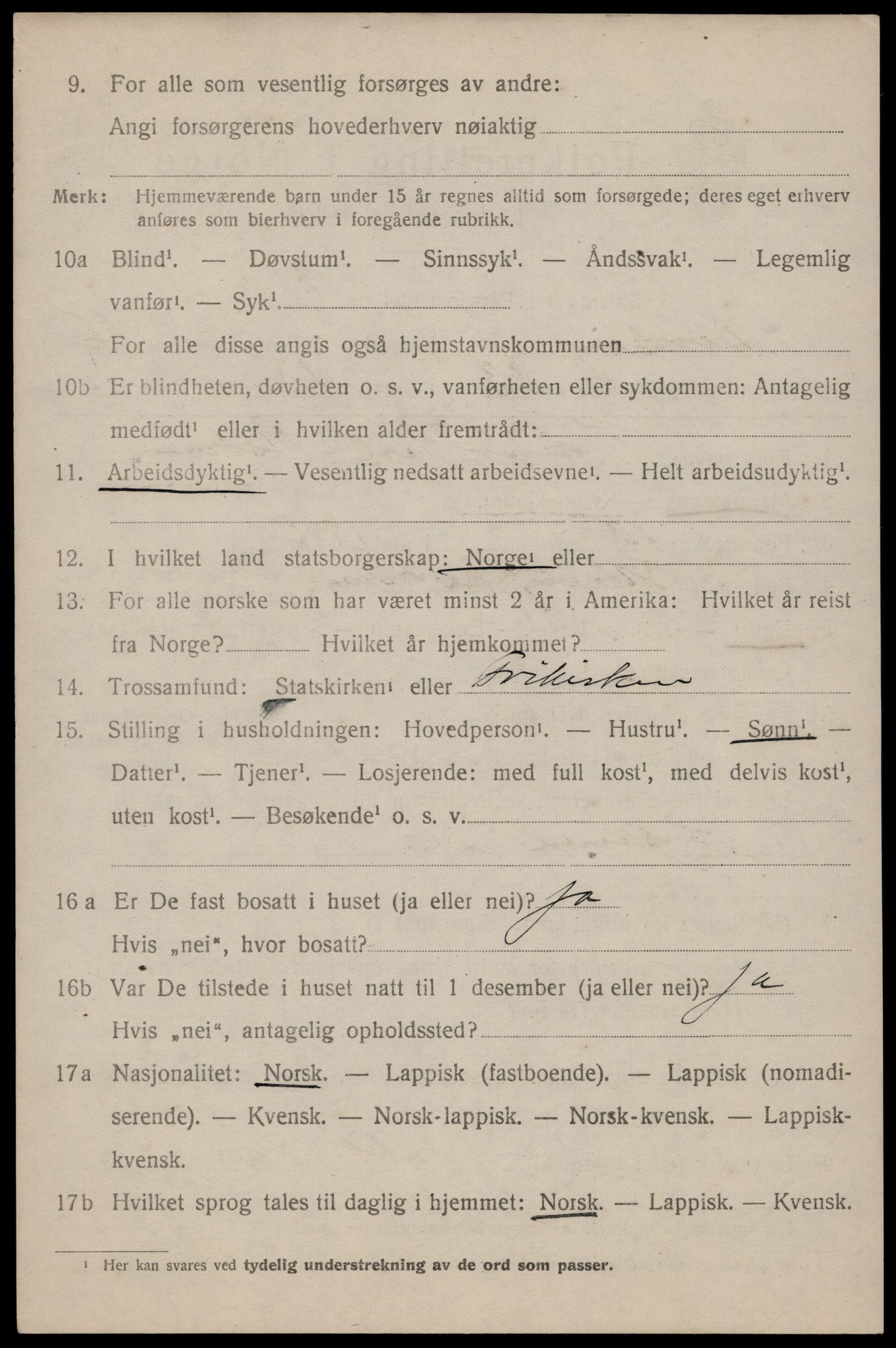 SAT, 1920 census for Dverberg, 1920, p. 11959