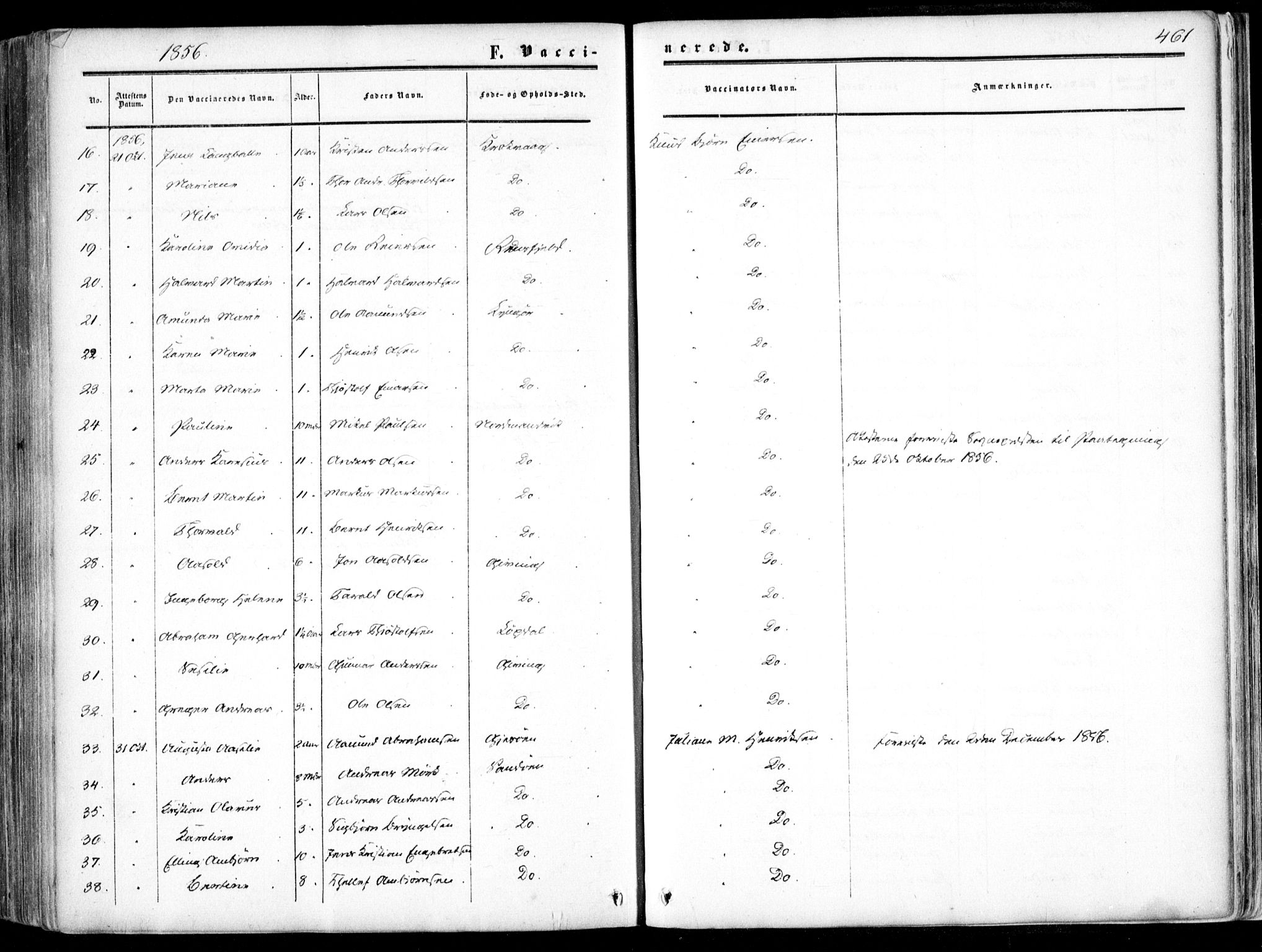 Dypvåg sokneprestkontor, SAK/1111-0007/F/Fa/Faa/L0006: Parish register (official) no. A 6, 1855-1872, p. 461