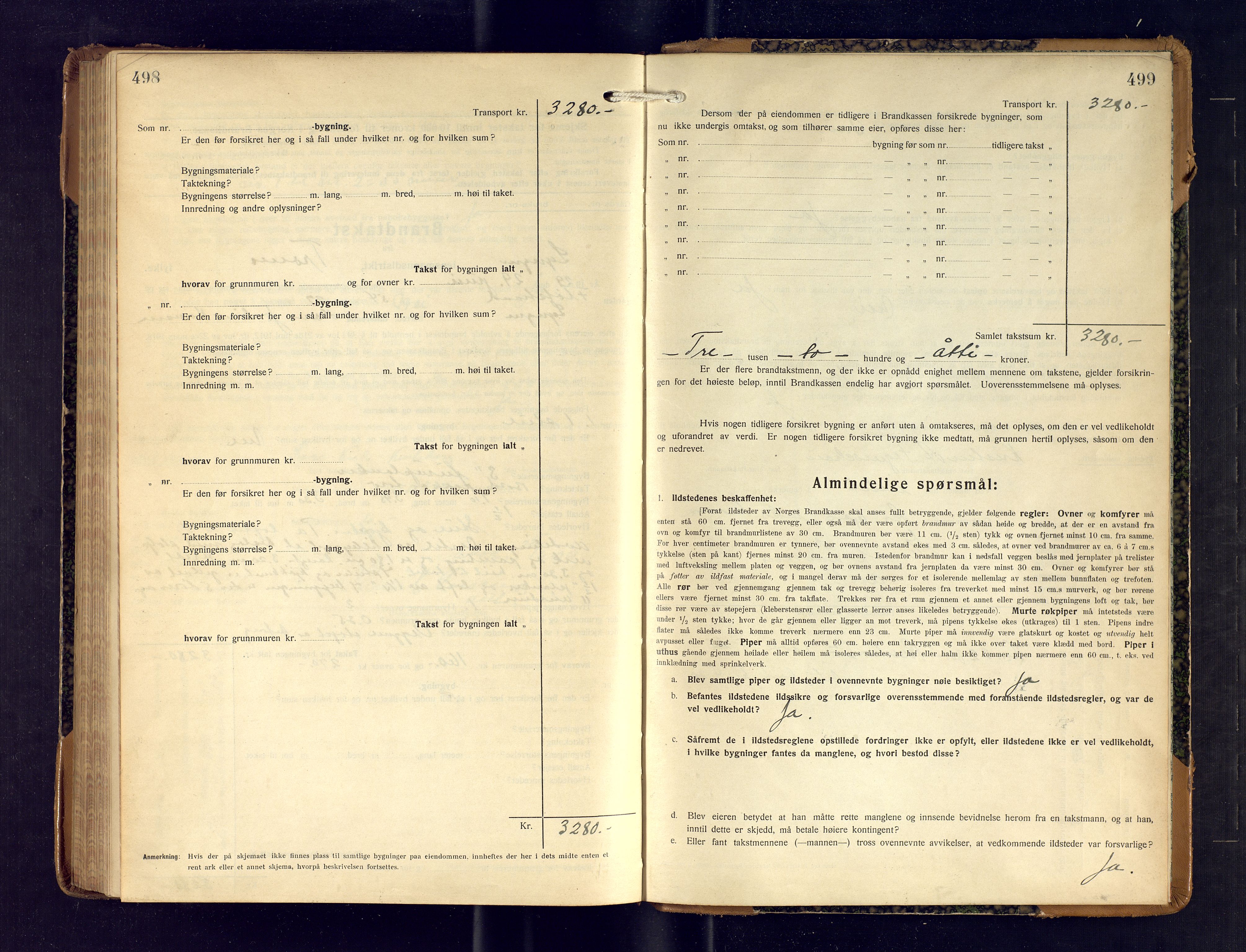 Lyngen lensmannskontor, AV/SATØ-SATO-99/F/Fm/Fmb/L0127: Branntakstprotokoller, 1926-1929, p. 498-499