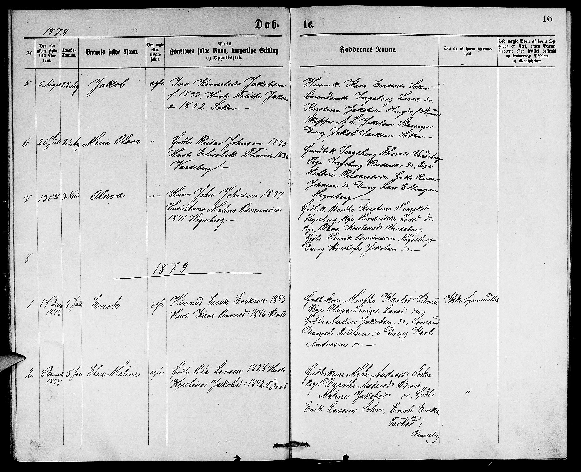 Rennesøy sokneprestkontor, SAST/A -101827/H/Ha/Hab/L0005: Parish register (copy) no. B 5, 1871-1890, p. 16