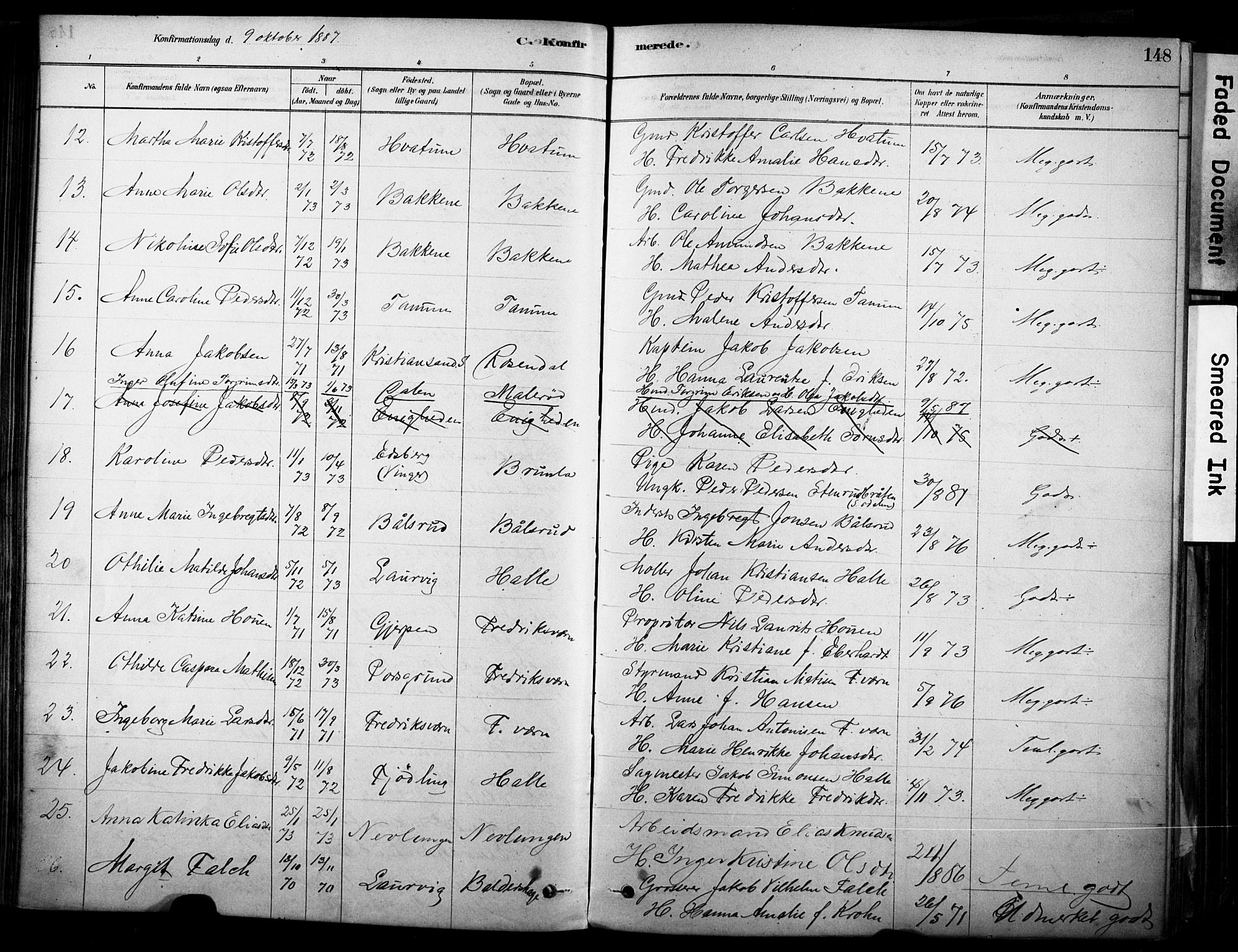 Brunlanes kirkebøker, AV/SAKO-A-342/F/Fc/L0001: Parish register (official) no. III 1, 1878-1899, p. 148