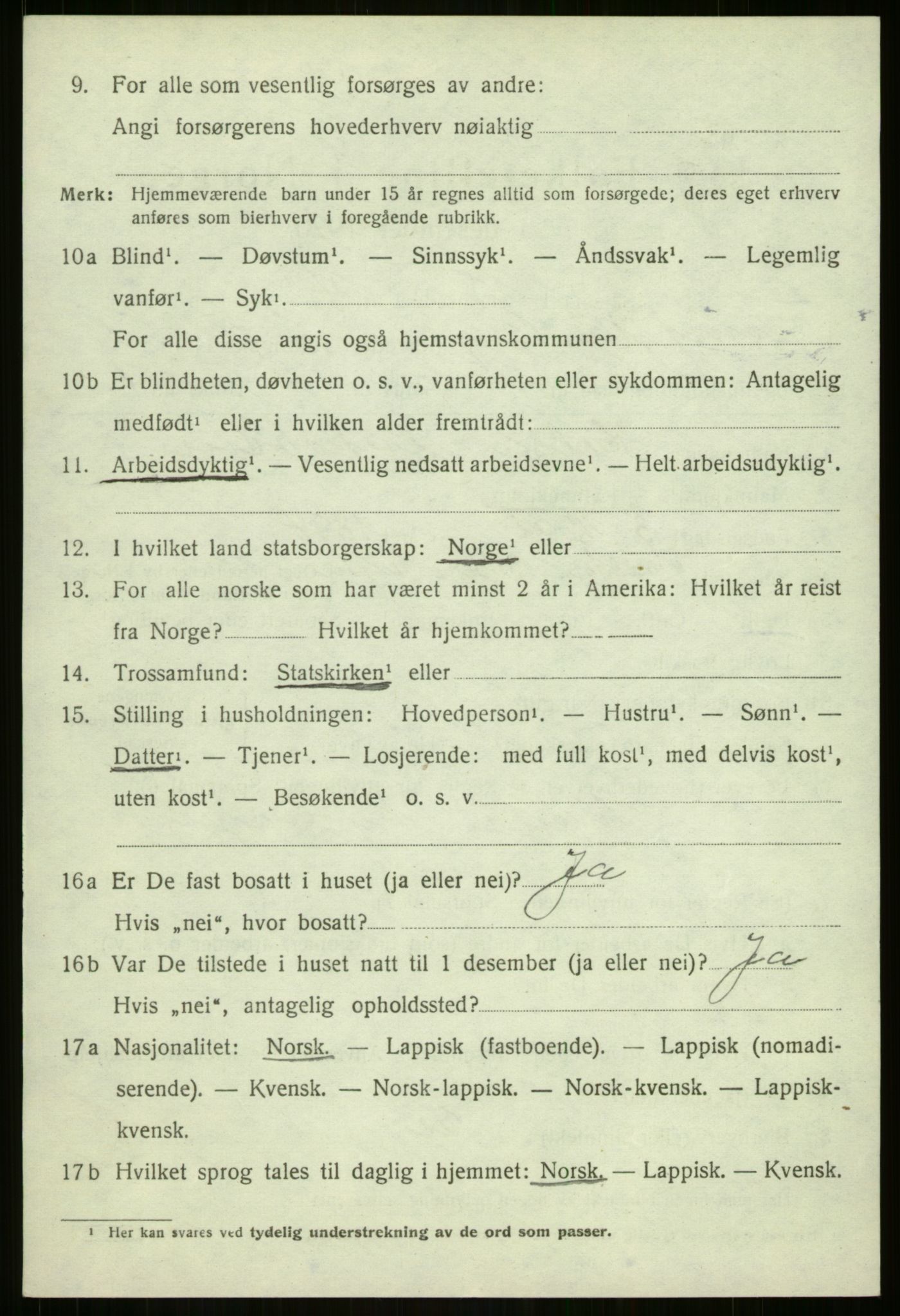 SATØ, 1920 census for Berg, 1920, p. 2737