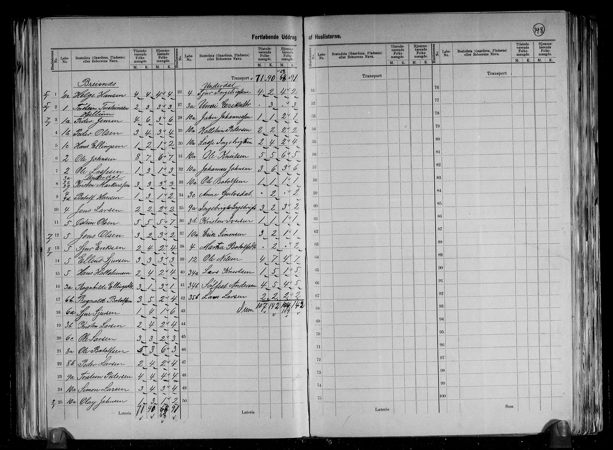 RA, 1891 census for 1421 Aurland, 1891, p. 7