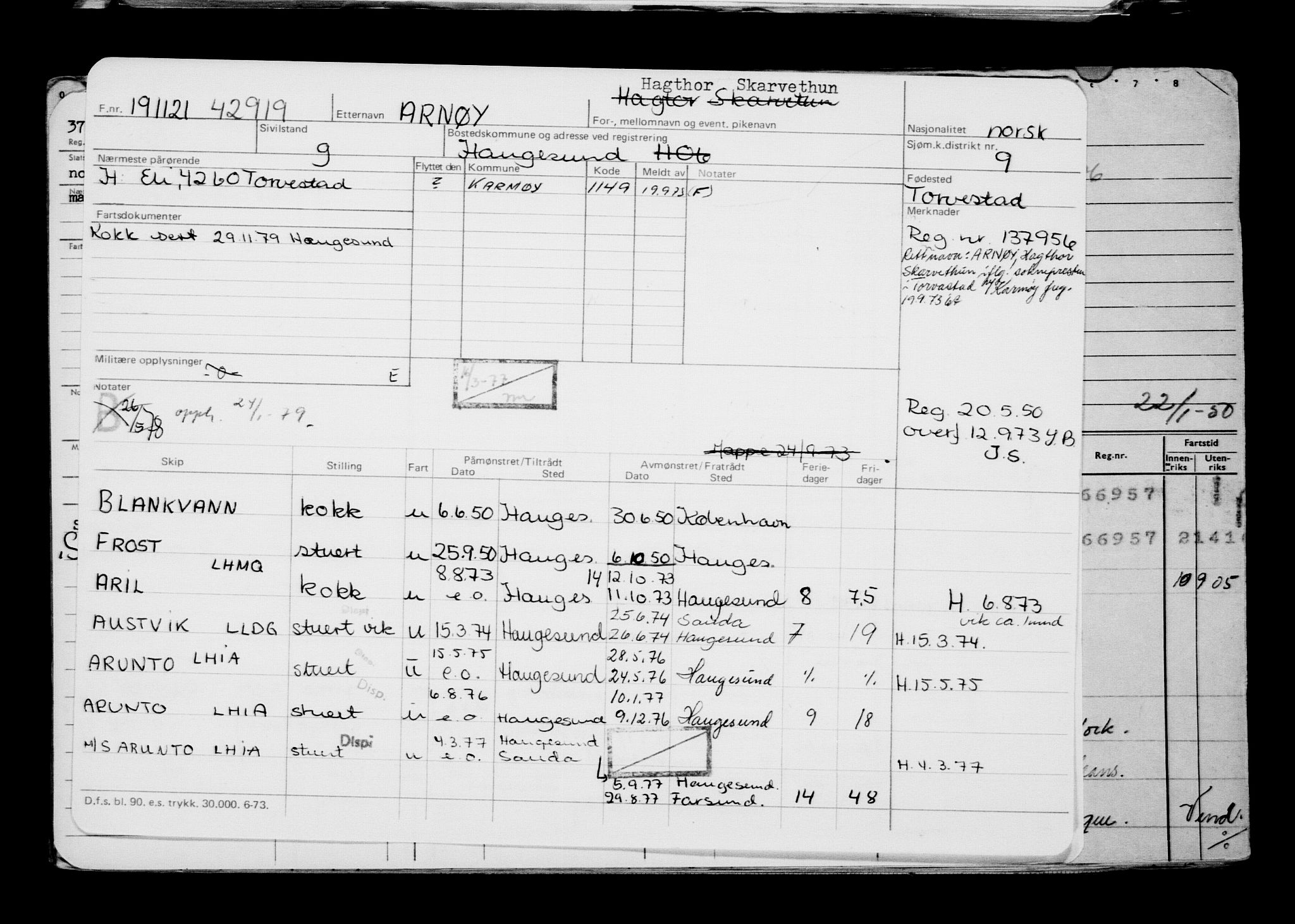 Direktoratet for sjømenn, RA/S-3545/G/Gb/L0200: Hovedkort, 1921, p. 110