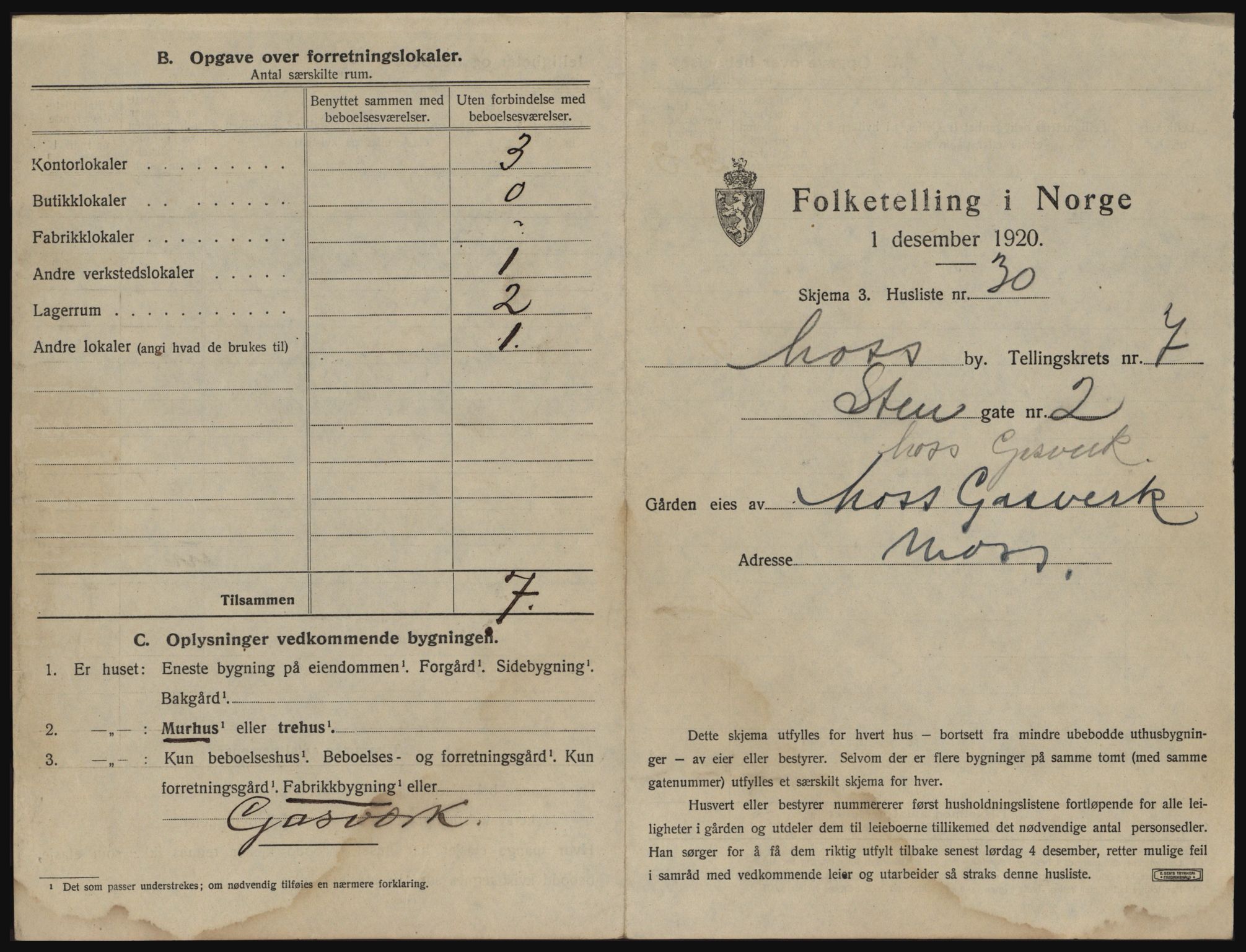 SAO, 1920 census for Moss, 1920, p. 53