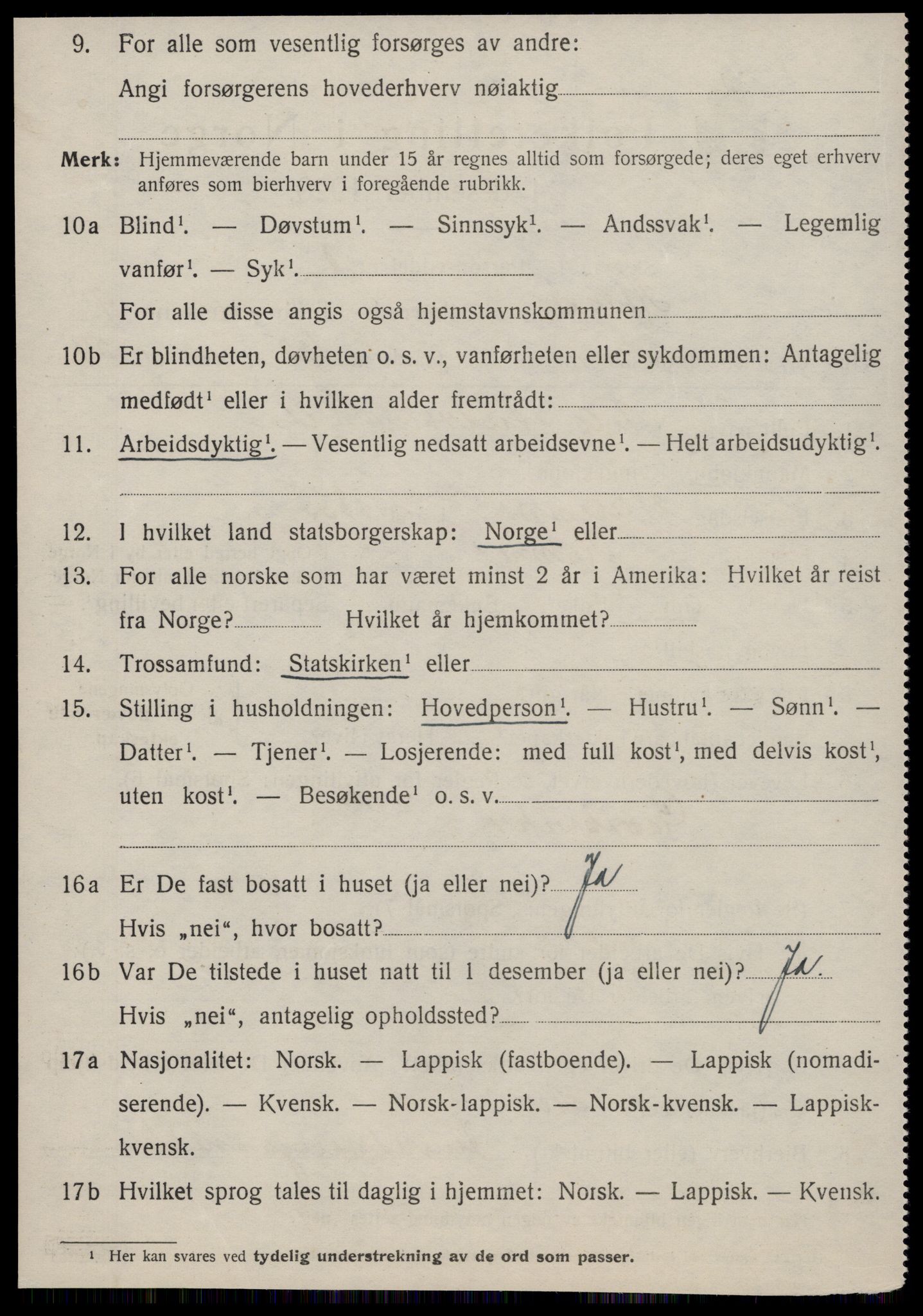 SAT, 1920 census for Hemne, 1920, p. 5403