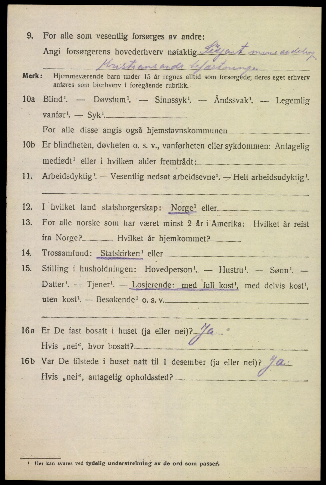 SAK, 1920 census for Oddernes, 1920, p. 4870