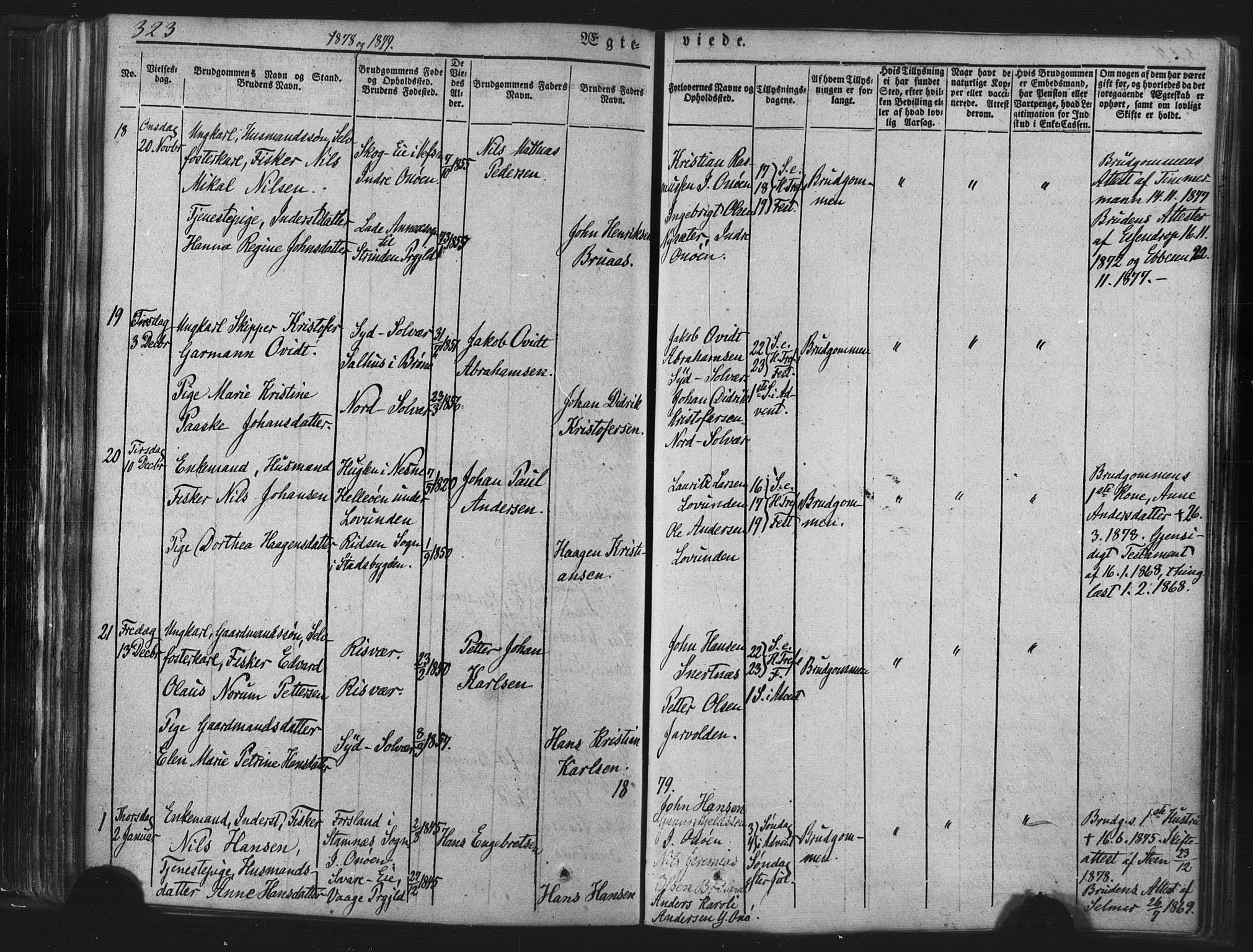 Ministerialprotokoller, klokkerbøker og fødselsregistre - Nordland, SAT/A-1459/839/L0567: Parish register (official) no. 839A04, 1863-1879, p. 323