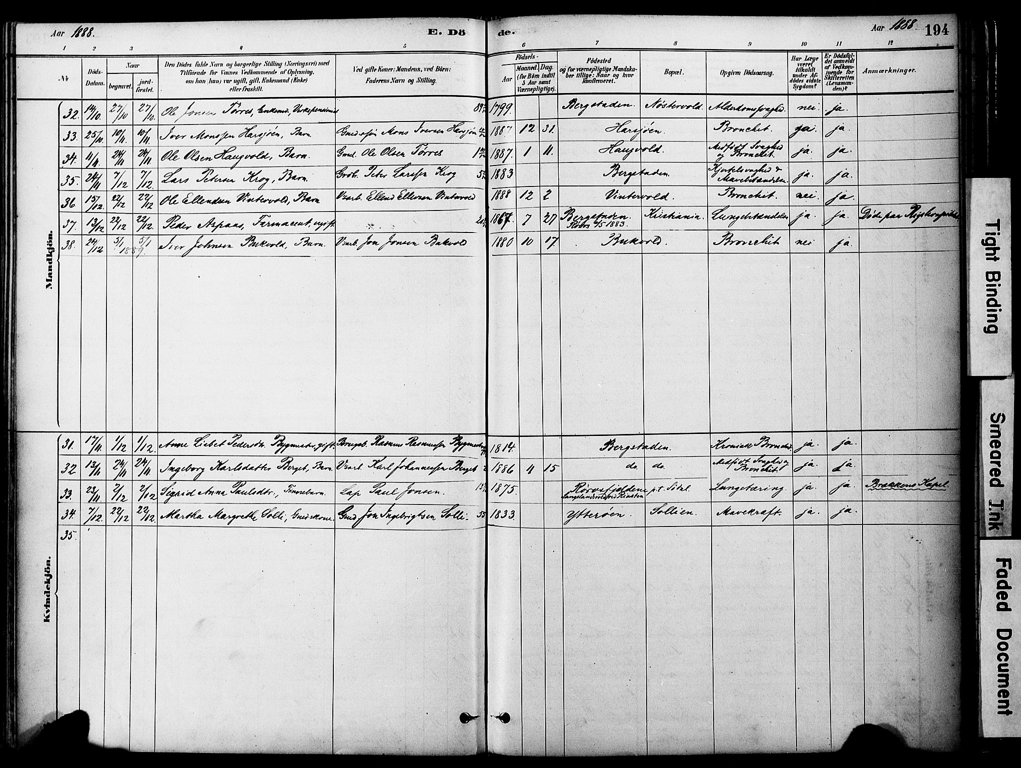 Ministerialprotokoller, klokkerbøker og fødselsregistre - Sør-Trøndelag, AV/SAT-A-1456/681/L0933: Parish register (official) no. 681A11, 1879-1890, p. 194