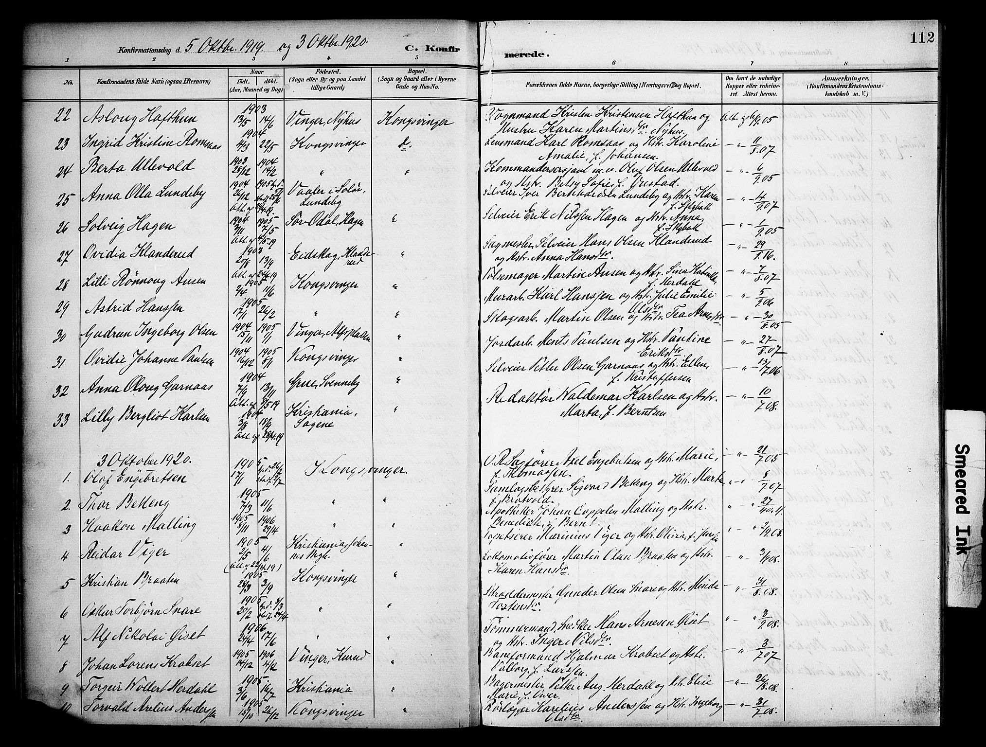 Vinger prestekontor, AV/SAH-PREST-024/H/Ha/Haa/L0016: Parish register (official) no. 16, 1898-1920, p. 112