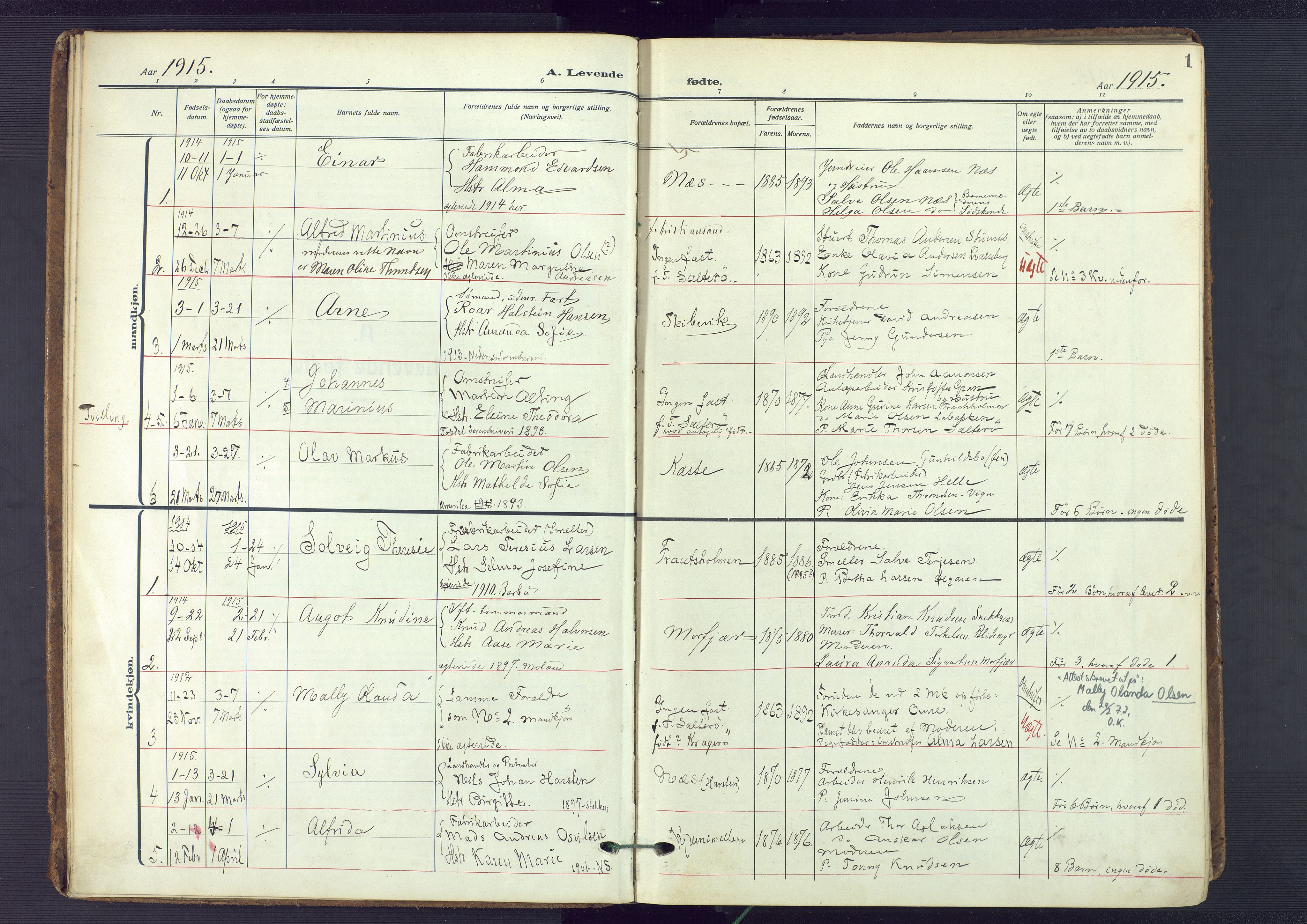 Austre Moland sokneprestkontor, SAK/1111-0001/F/Fa/Fab/L0003: Parish register (official) no. A 3, 1914-1927, p. 1