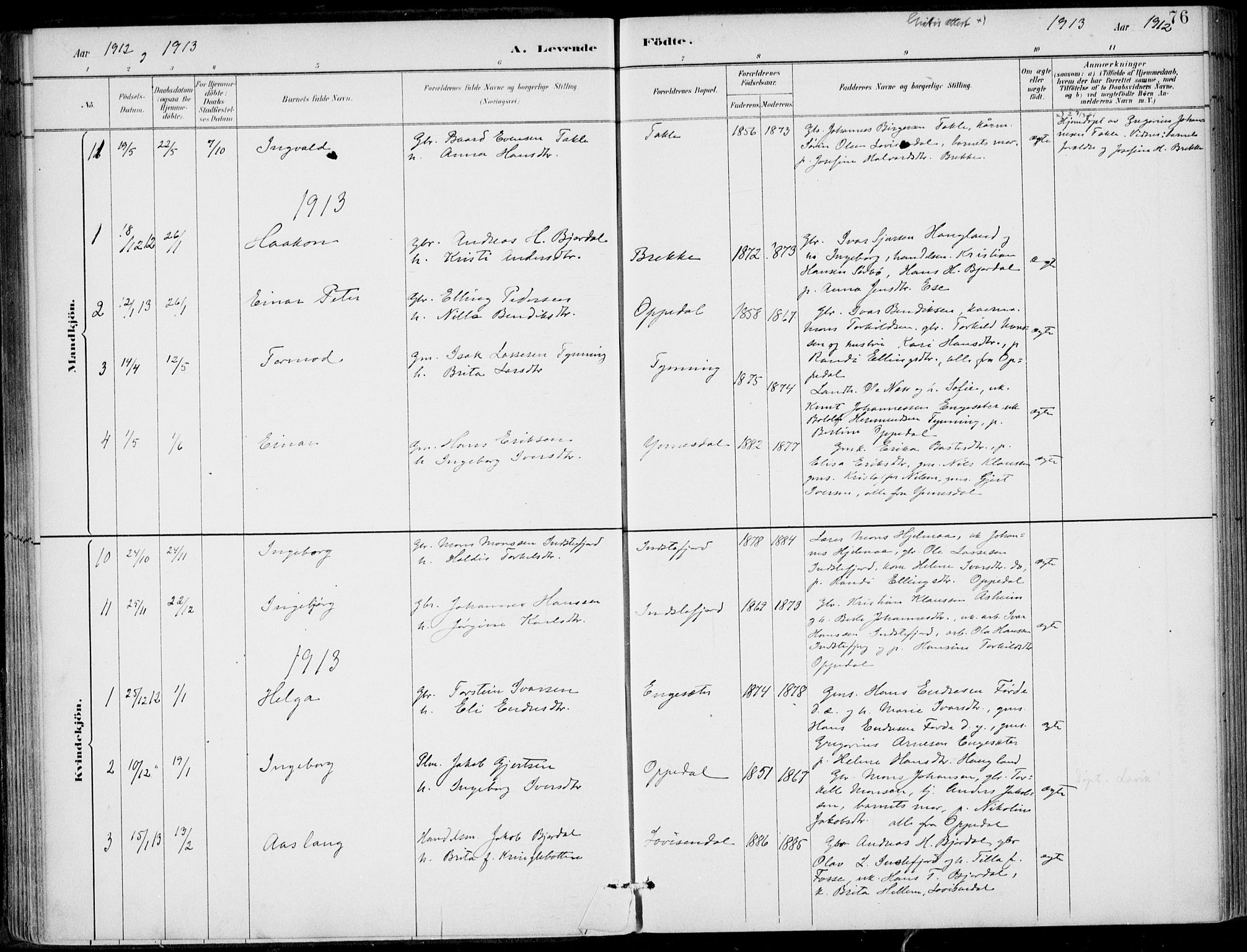 Gulen sokneprestembete, AV/SAB-A-80201/H/Haa/Haac/L0002: Parish register (official) no. C  2, 1882-1914, p. 76