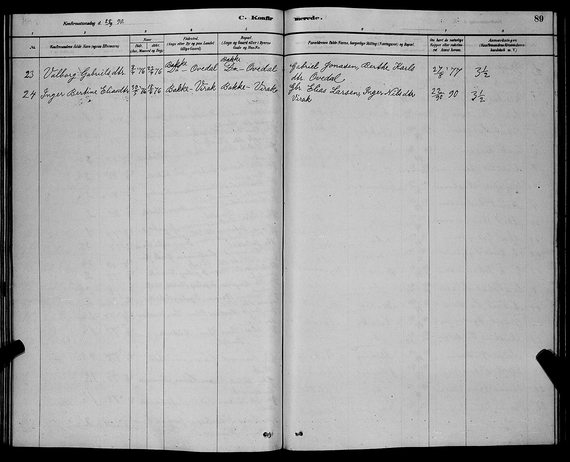 Bakke sokneprestkontor, AV/SAK-1111-0002/F/Fb/Fba/L0002: Parish register (copy) no. B 2, 1879-1893, p. 89