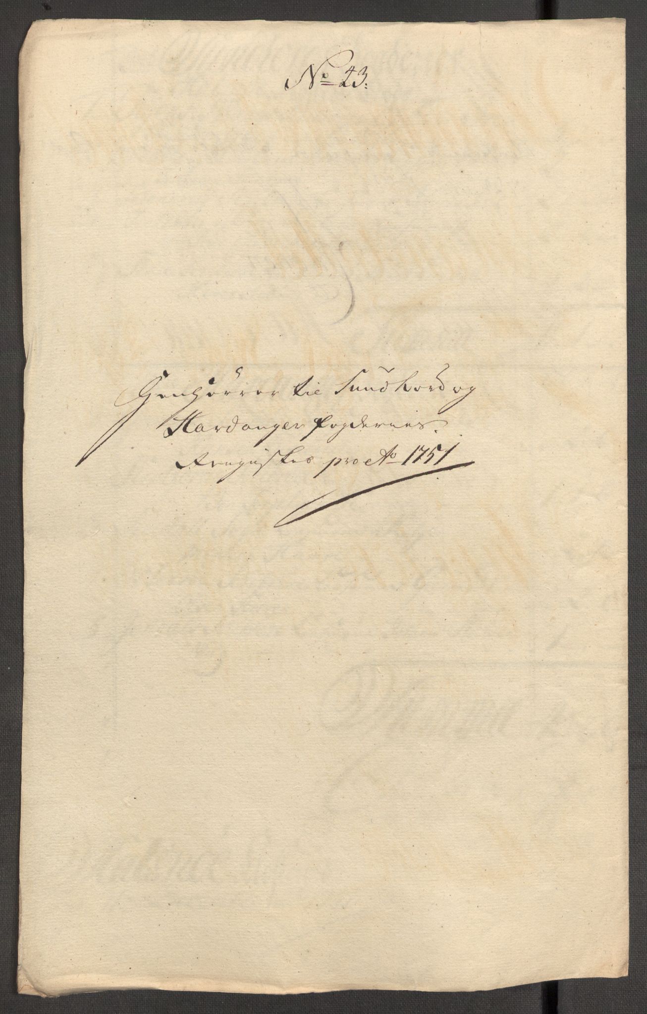 Rentekammeret inntil 1814, Reviderte regnskaper, Fogderegnskap, RA/EA-4092/R48/L3056: Fogderegnskap Sunnhordland og Hardanger, 1751, p. 323