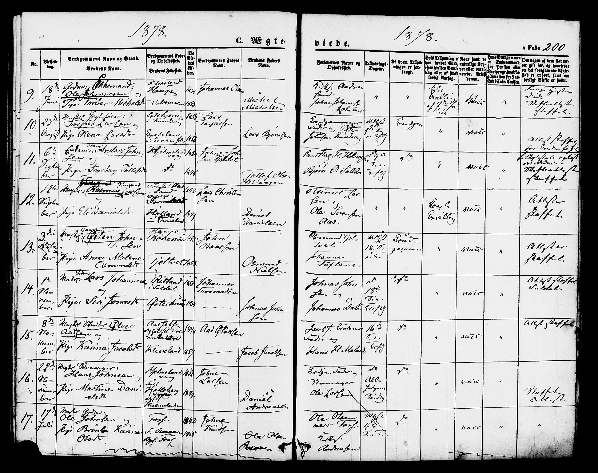 Hjelmeland sokneprestkontor, AV/SAST-A-101843/01/IV/L0011: Parish register (official) no. A 11, 1861-1878, p. 200