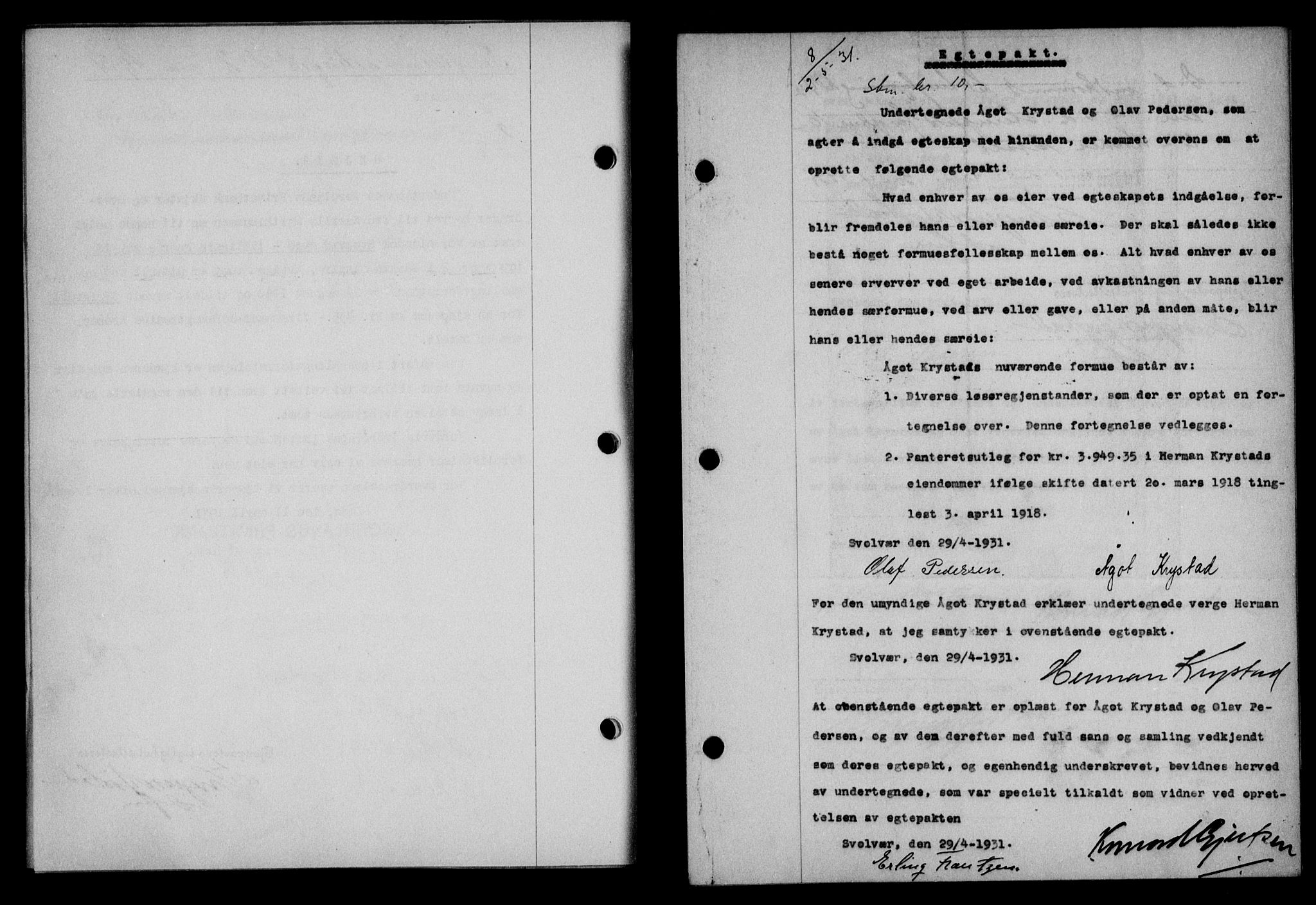 Lofoten sorenskriveri, SAT/A-0017/1/2/2C/L0023b: Mortgage book no. 23b, 1931-1931, Deed date: 02.05.1931