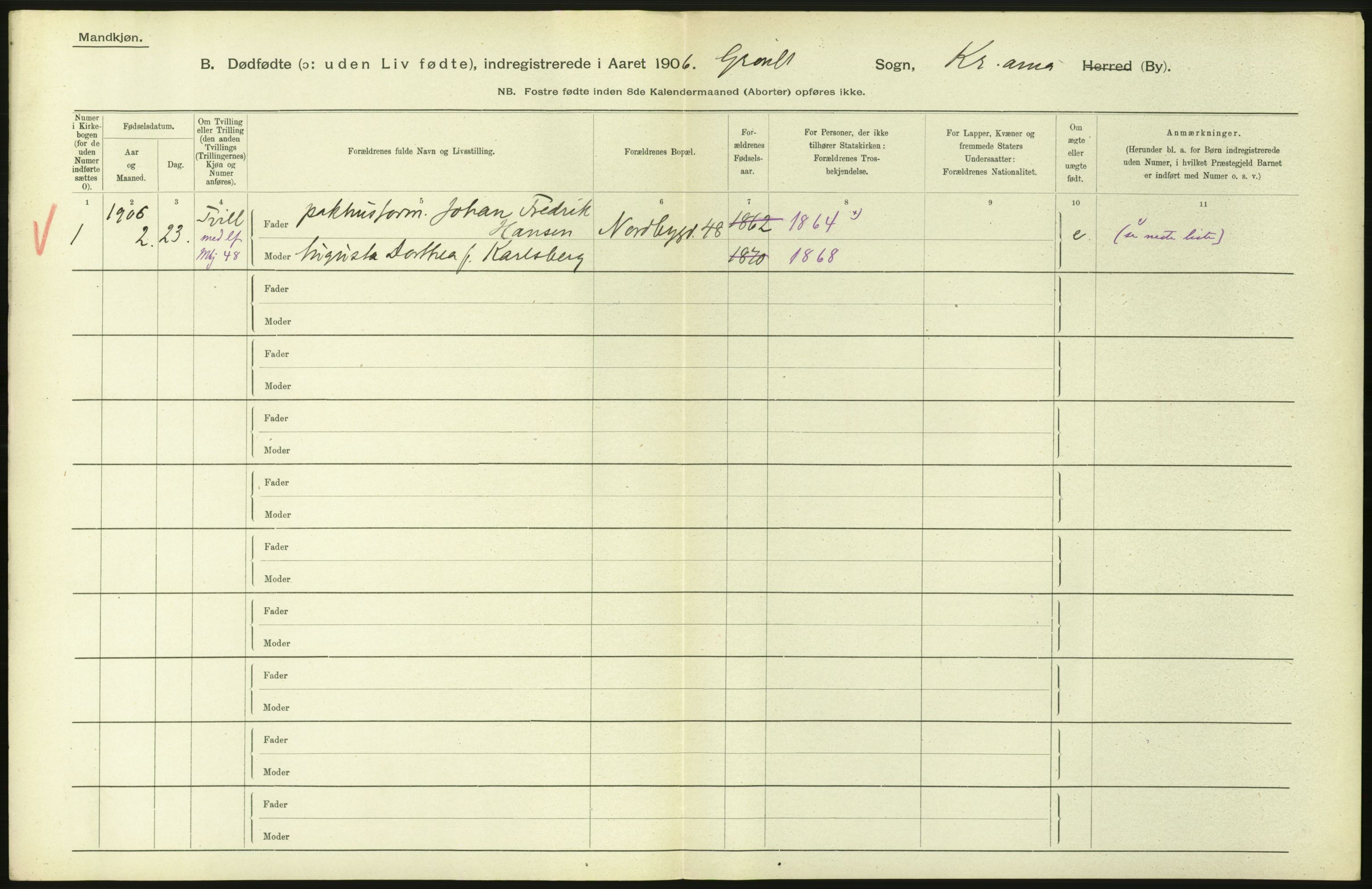 Statistisk sentralbyrå, Sosiodemografiske emner, Befolkning, RA/S-2228/D/Df/Dfa/Dfad/L0010: Kristiania: Døde, dødfødte, 1906, p. 546