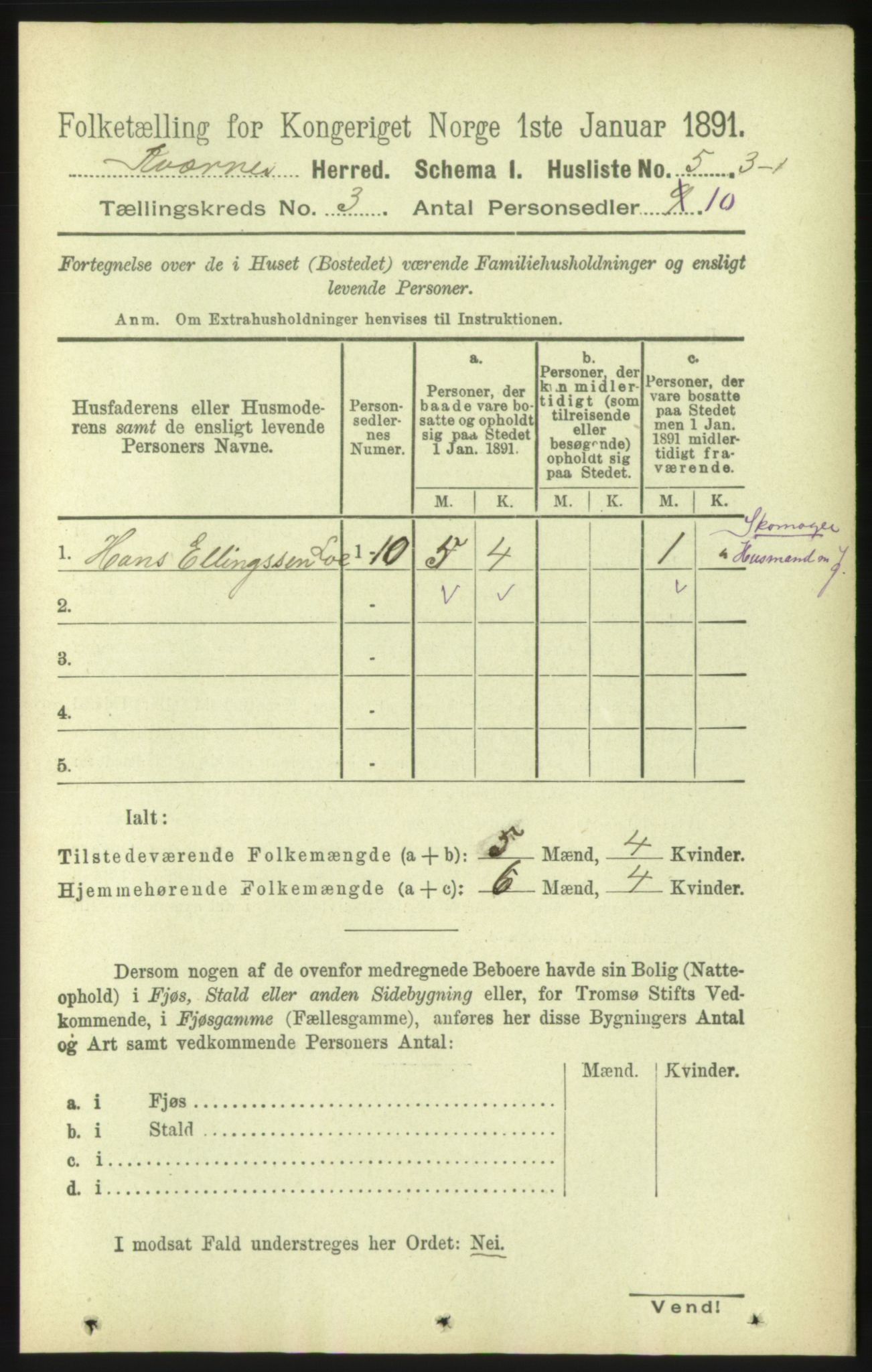 RA, 1891 census for 1553 Kvernes, 1891, p. 948