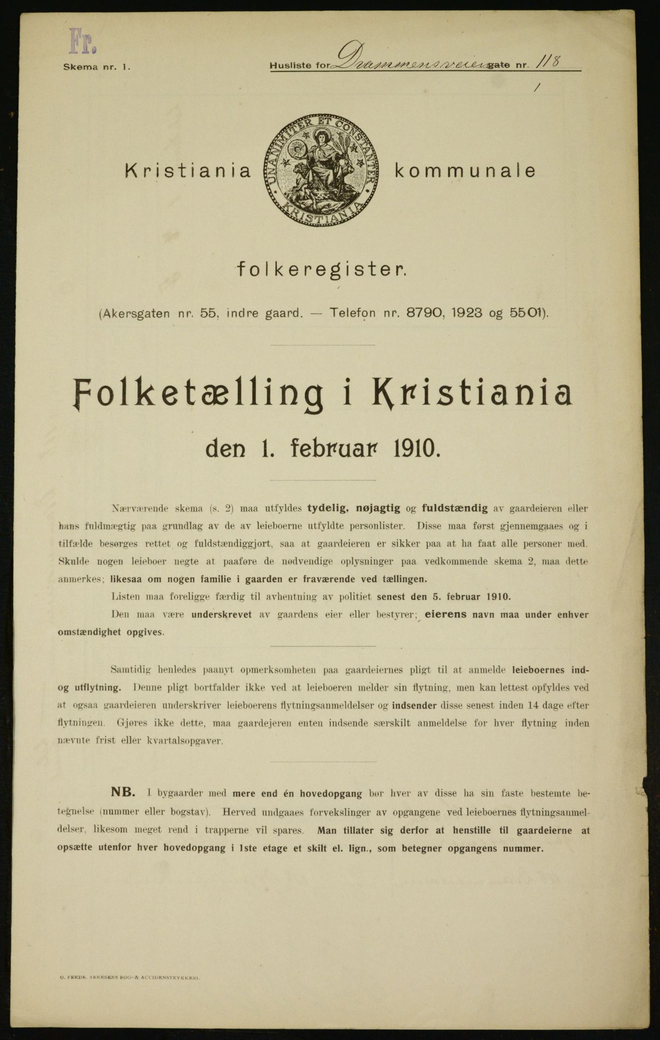 OBA, Municipal Census 1910 for Kristiania, 1910, p. 16308