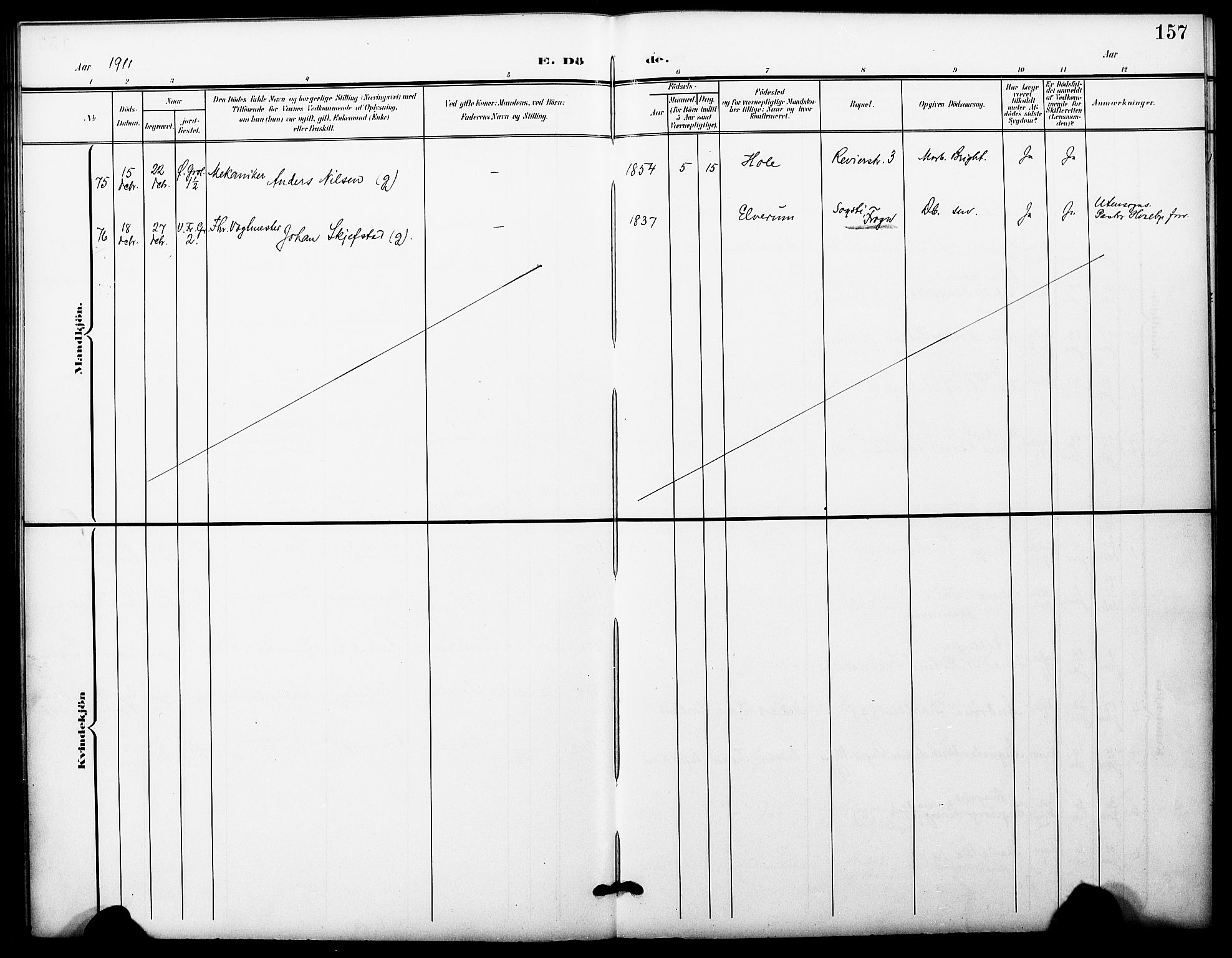 Oslo domkirke Kirkebøker, AV/SAO-A-10752/F/Fa/L0036: Parish register (official) no. 36, 1901-1919, p. 157