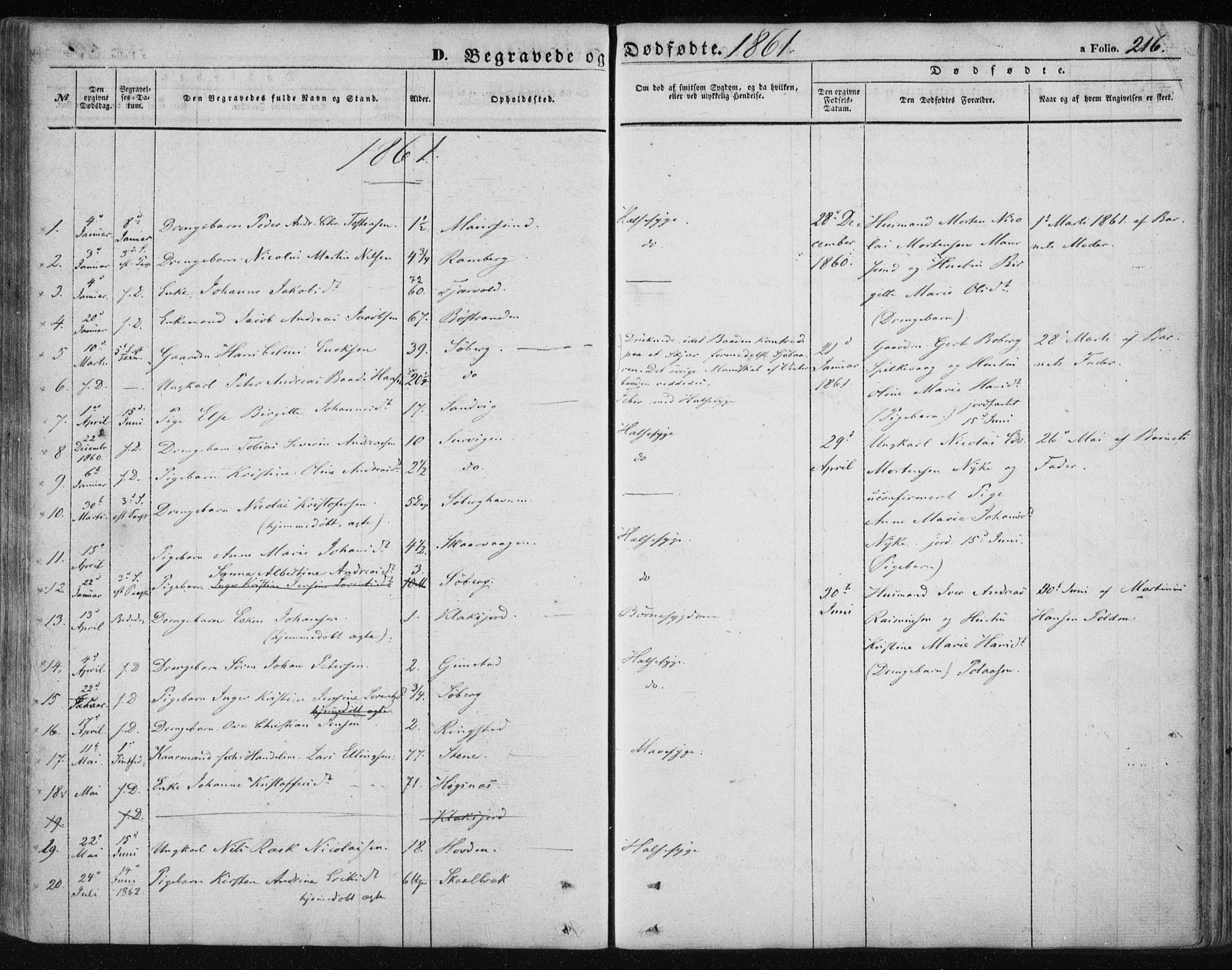Ministerialprotokoller, klokkerbøker og fødselsregistre - Nordland, AV/SAT-A-1459/891/L1300: Parish register (official) no. 891A05, 1856-1870, p. 216