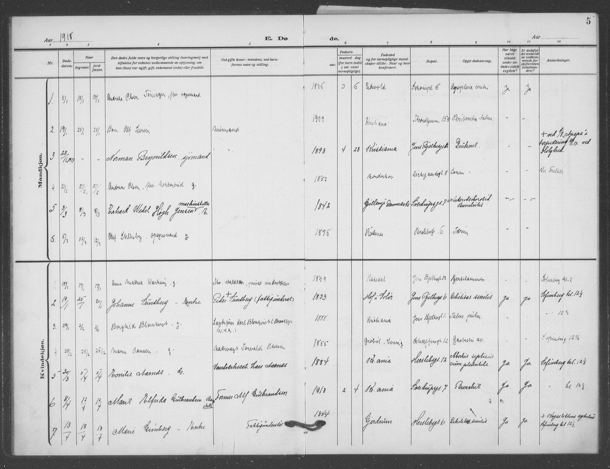 Matteus prestekontor Kirkebøker, SAO/A-10870/F/Fa/L0004: Parish register (official) no. 4, 1917-1938, p. 5