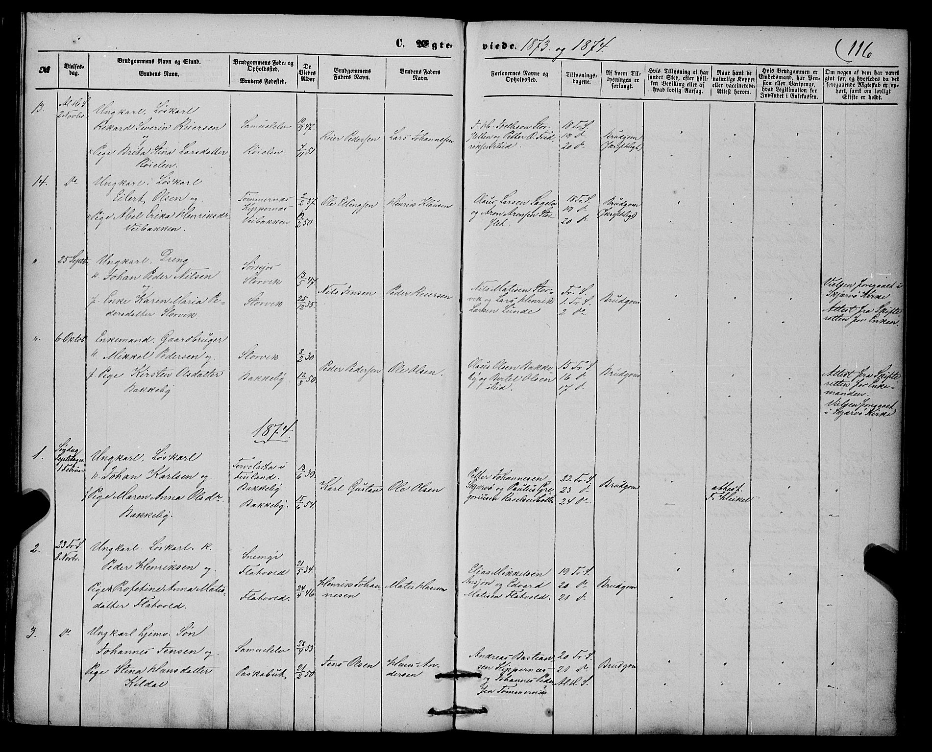 Skjervøy sokneprestkontor, AV/SATØ-S-1300/H/Ha/Haa/L0013kirke: Parish register (official) no. 13, 1863-1877, p. 116