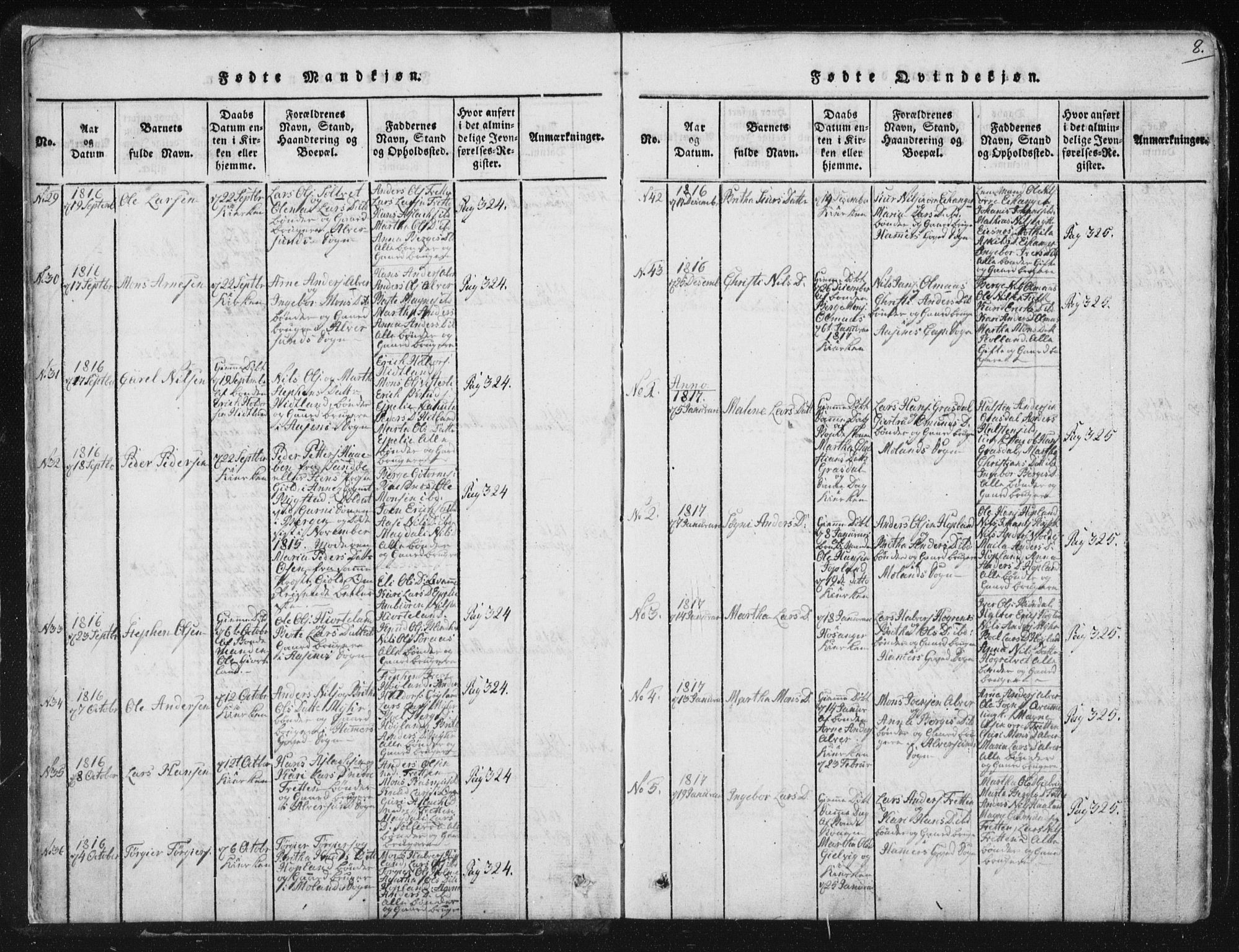 Hamre sokneprestembete, AV/SAB-A-75501/H/Ha/Haa/Haaa/L0010: Parish register (official) no. A 10, 1816-1826, p. 8