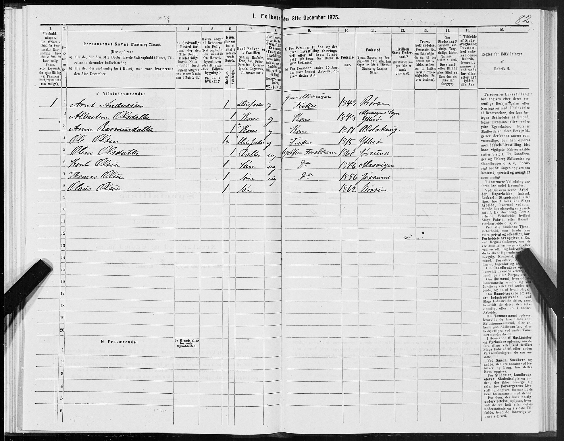 SAT, 1875 census for 1630P Aafjorden, 1875, p. 4082