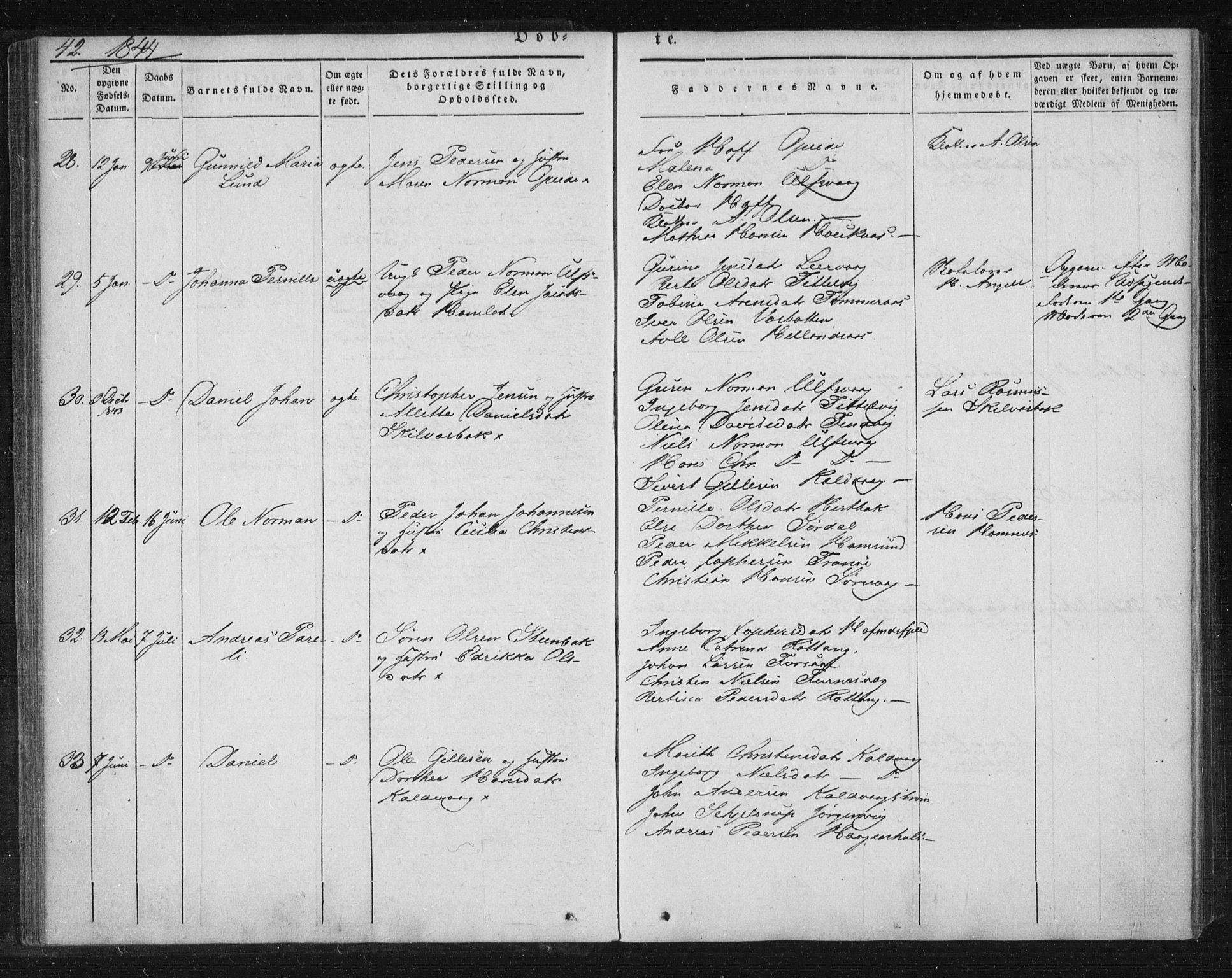 Ministerialprotokoller, klokkerbøker og fødselsregistre - Nordland, AV/SAT-A-1459/859/L0843: Parish register (official) no. 859A03, 1840-1848, p. 42