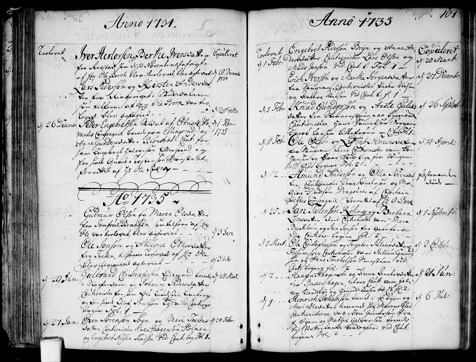 Aker prestekontor kirkebøker, SAO/A-10861/F/L0007: Parish register (official) no. 7, 1734-1748, p. 101