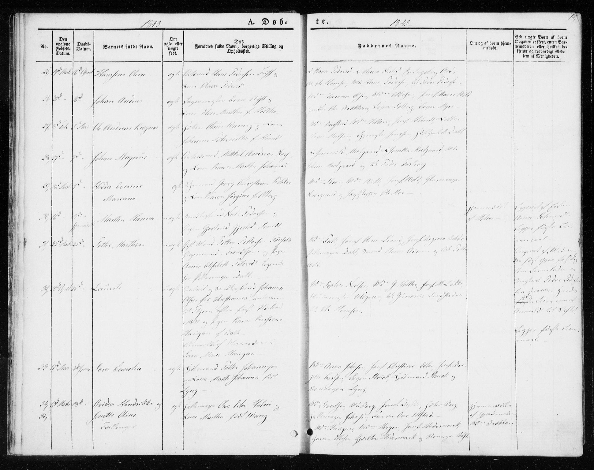 Ministerialprotokoller, klokkerbøker og fødselsregistre - Sør-Trøndelag, SAT/A-1456/604/L0183: Parish register (official) no. 604A04, 1841-1850, p. 12