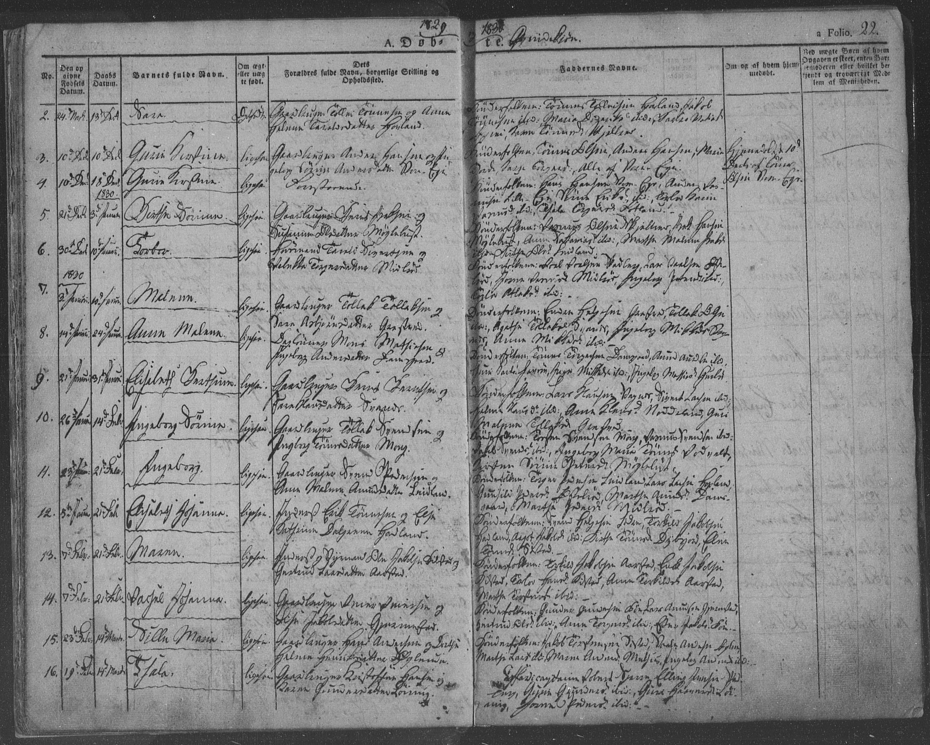 Eigersund sokneprestkontor, SAST/A-101807/S08/L0009: Parish register (official) no. A 9, 1827-1850, p. 22